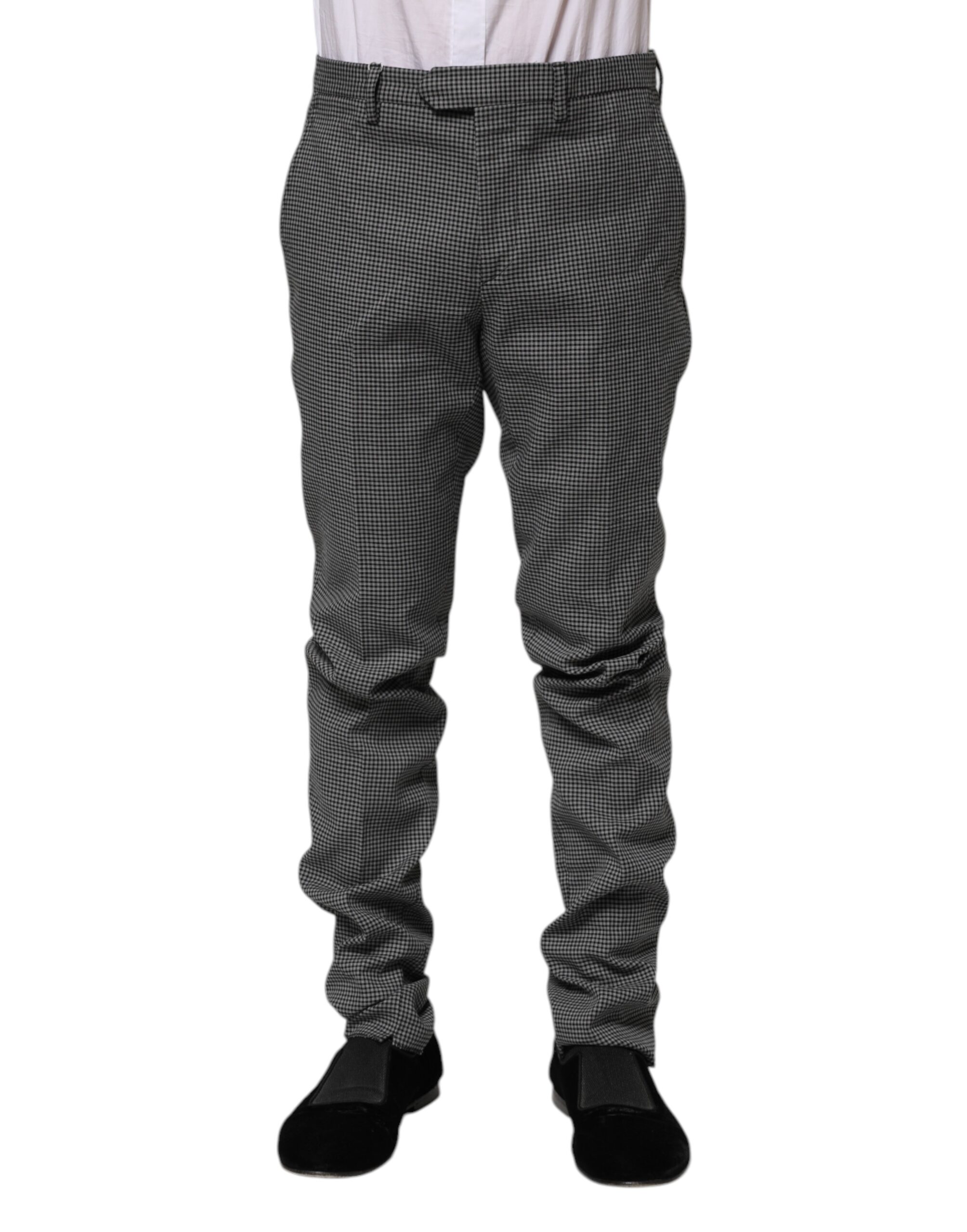 BENCIVENGA Black White Checkered Tapered Dress Pants - Image 2