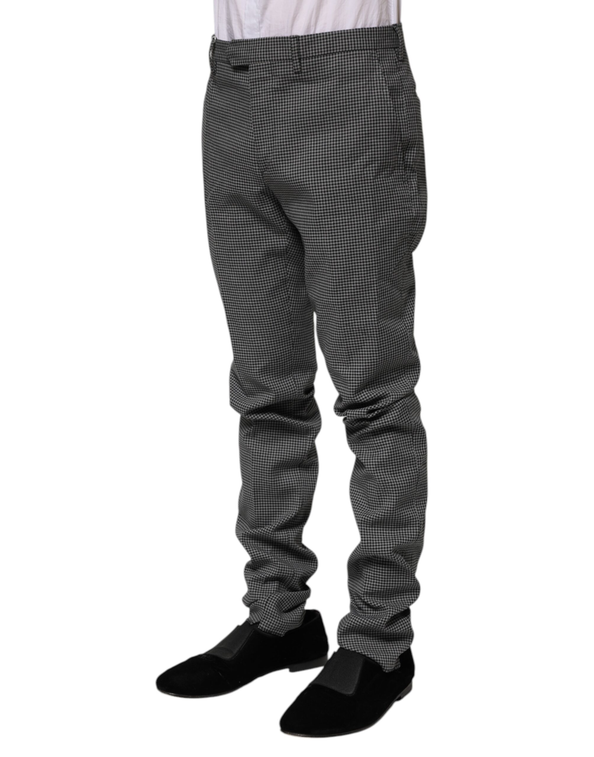 BENCIVENGA Black White Checkered Tapered Dress Pants - Image 3