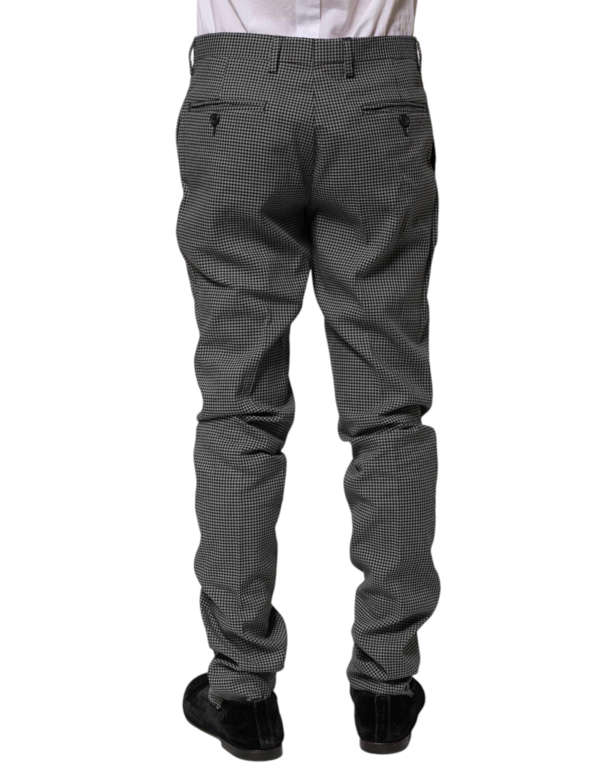 BENCIVENGA Black White Checkered Tapered Dress Pants - Image 4