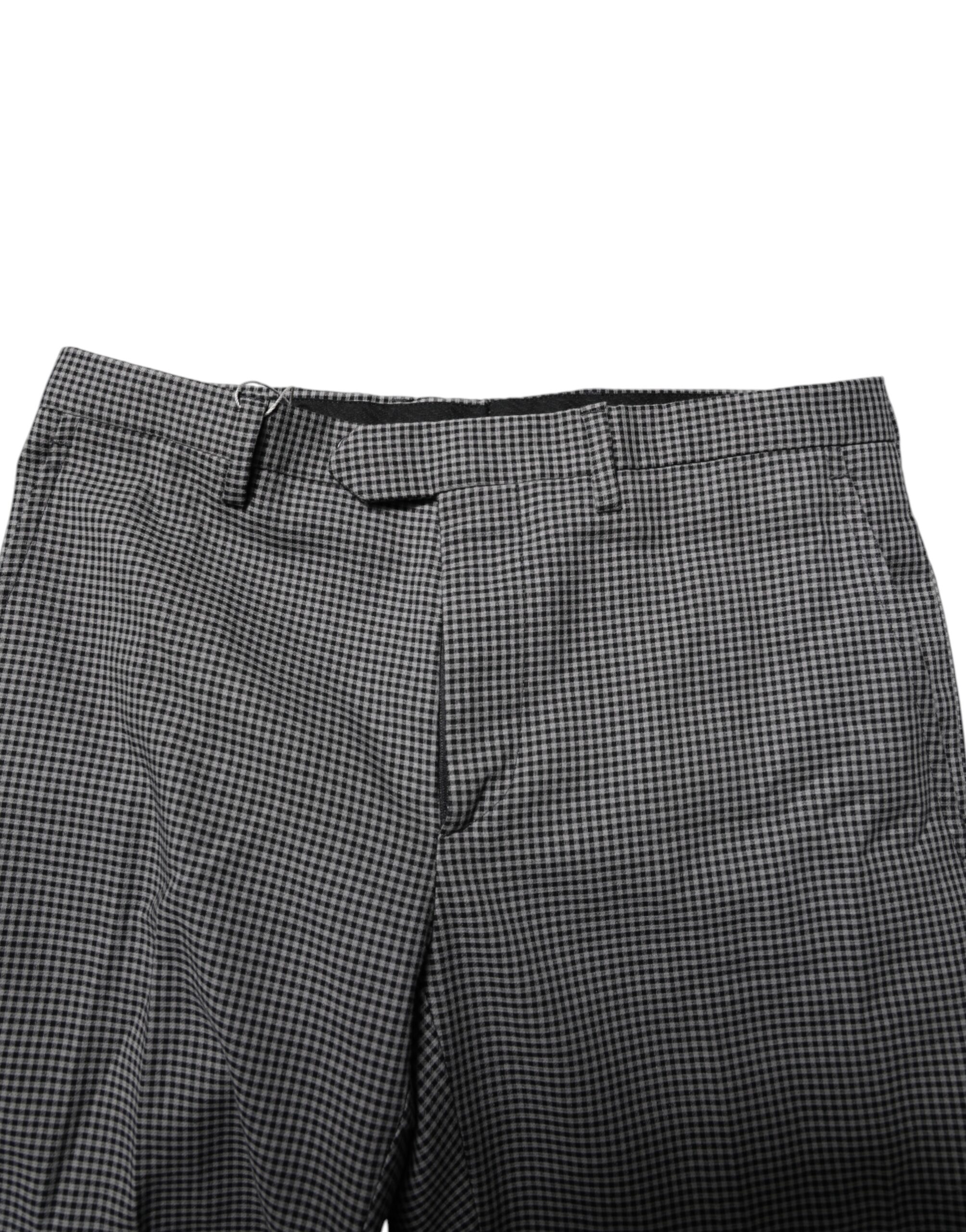 BENCIVENGA Black White Checkered Tapered Dress Pants - Image 5