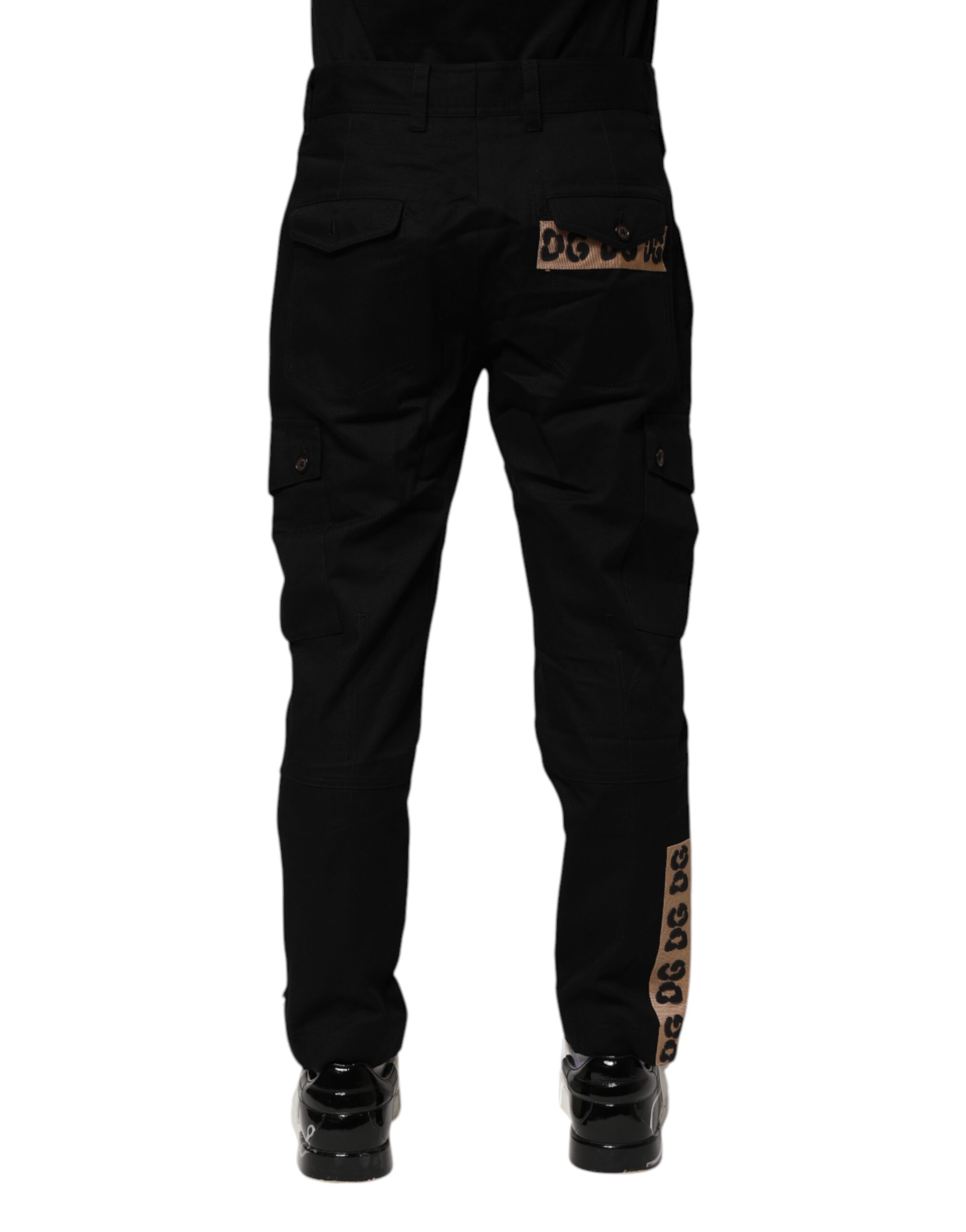 Dolce & Gabbana Black Cotton Cargo Casual Pants - Image 4