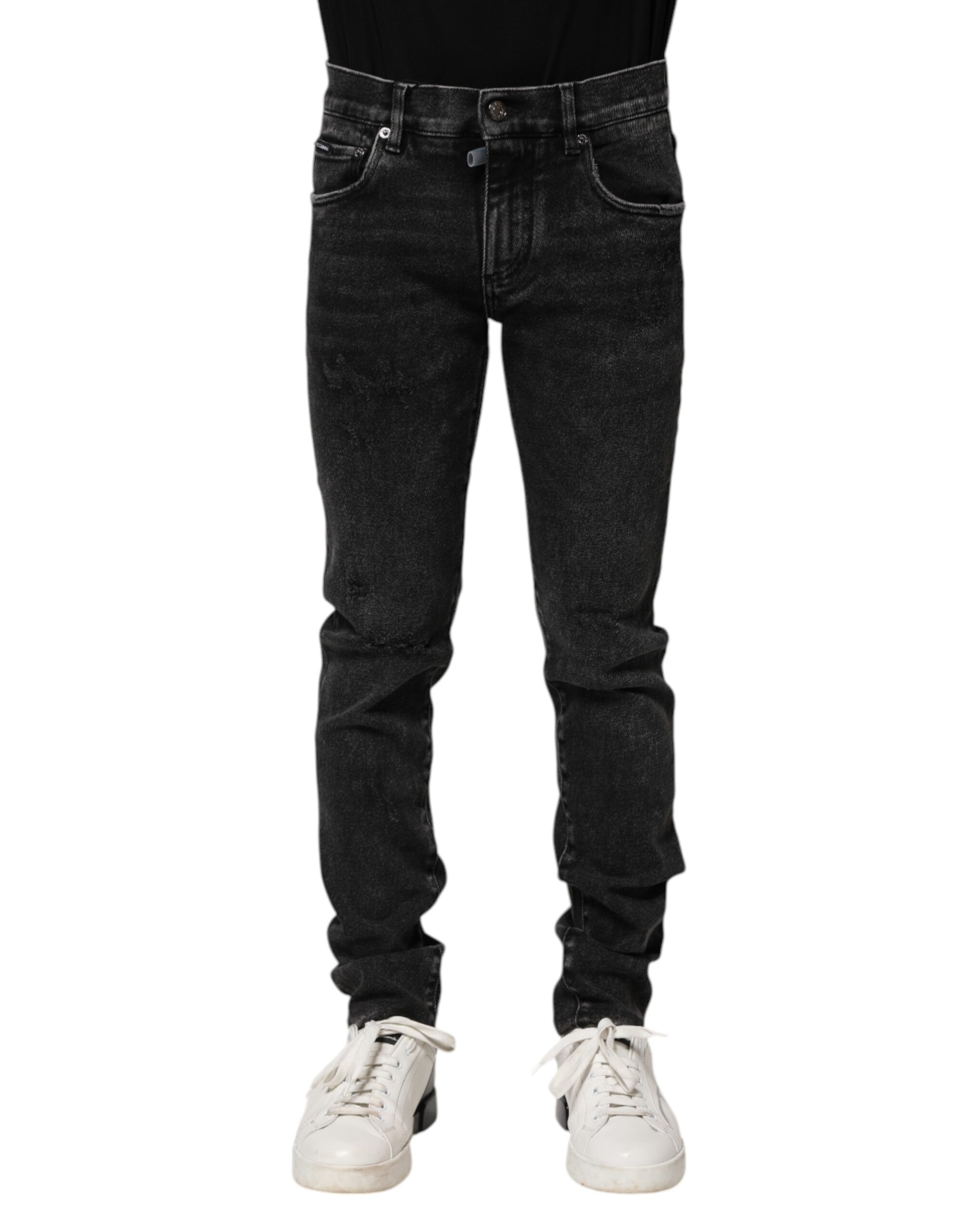 Dolce & Gabbana Black Cotton Skinny Men Denim Jeans - Image 2