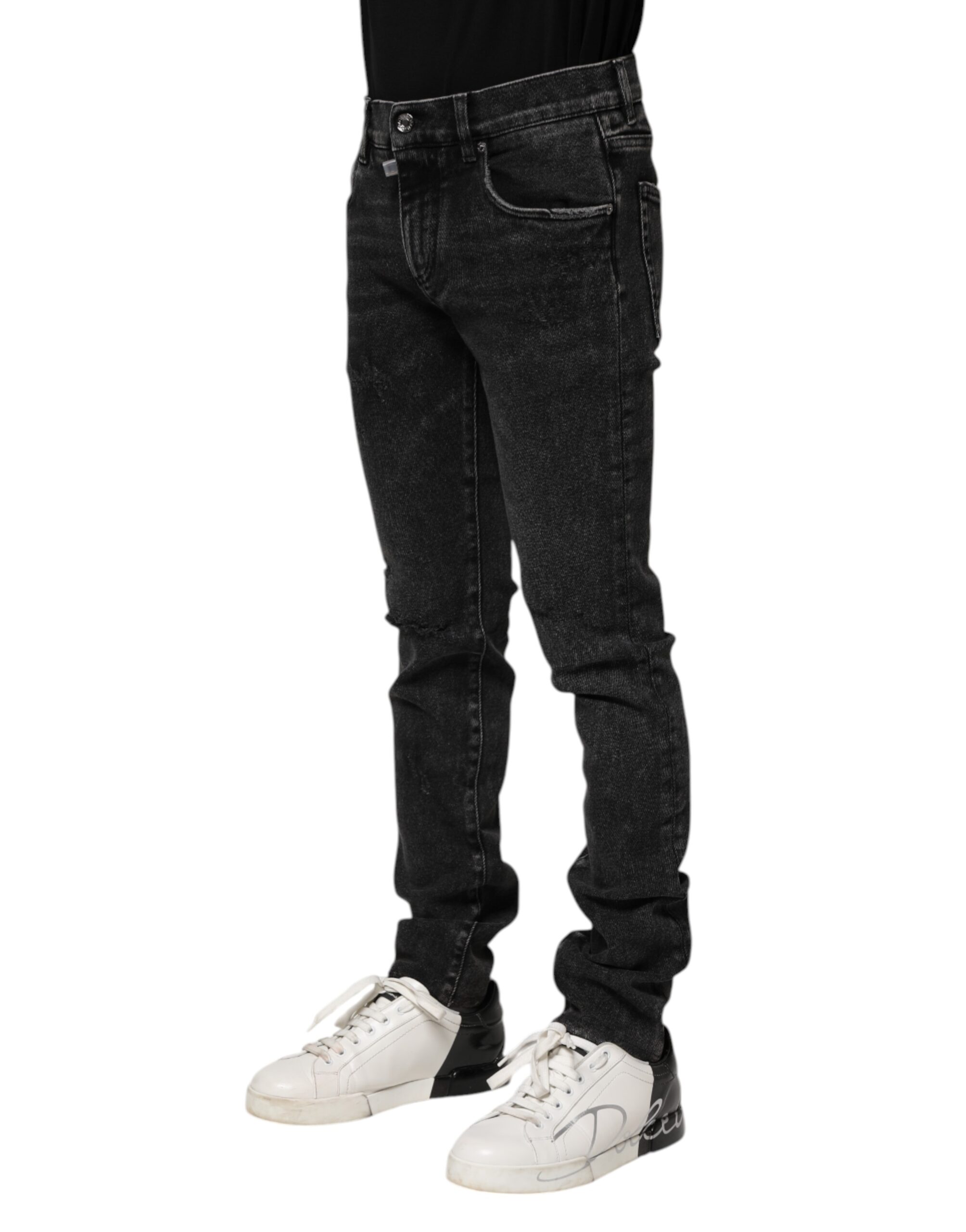 Dolce & Gabbana Black Cotton Skinny Men Denim Jeans - Image 3