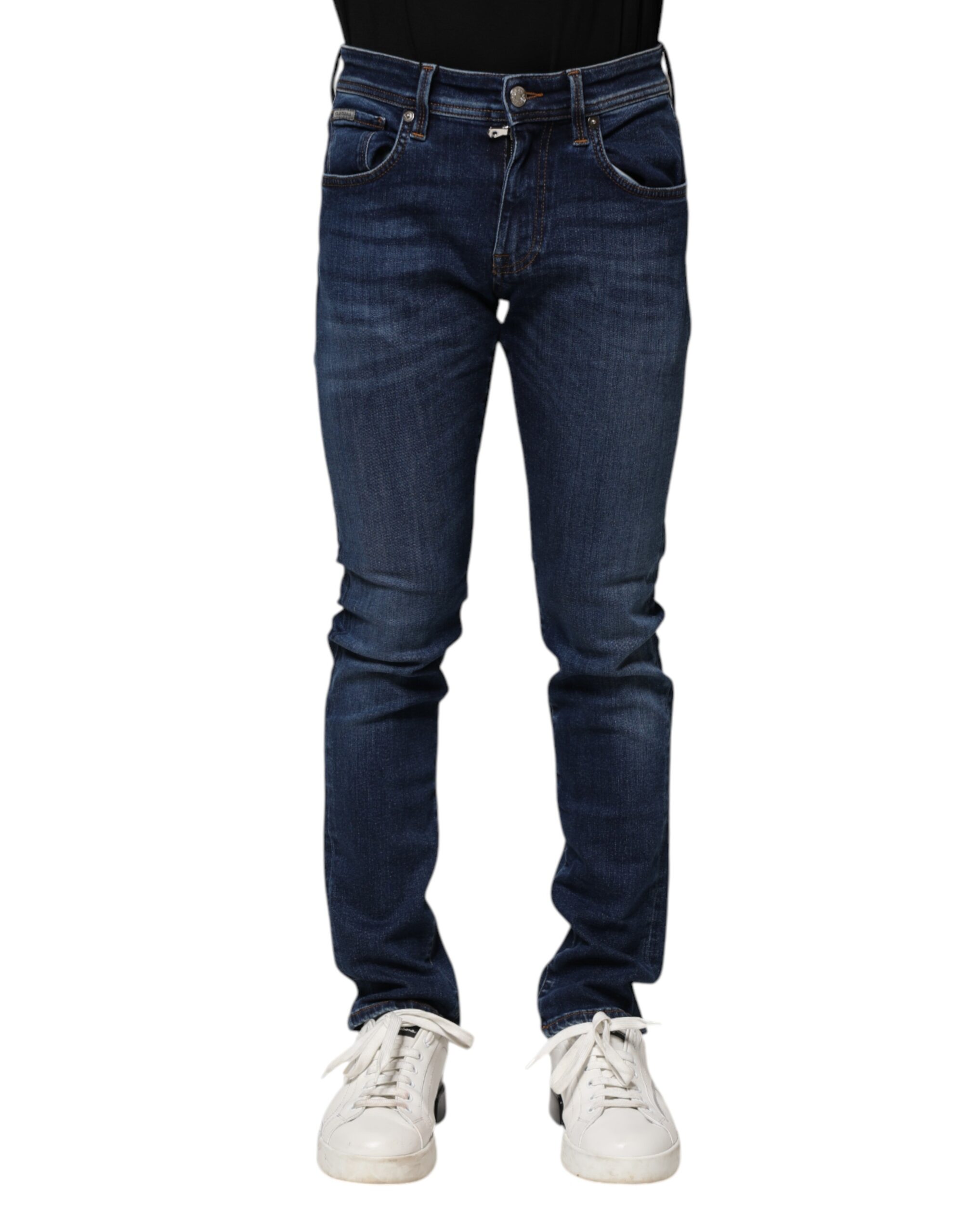 Dolce & Gabbana Dark Blue Cotton Skinny Denim Jeans - Image 2