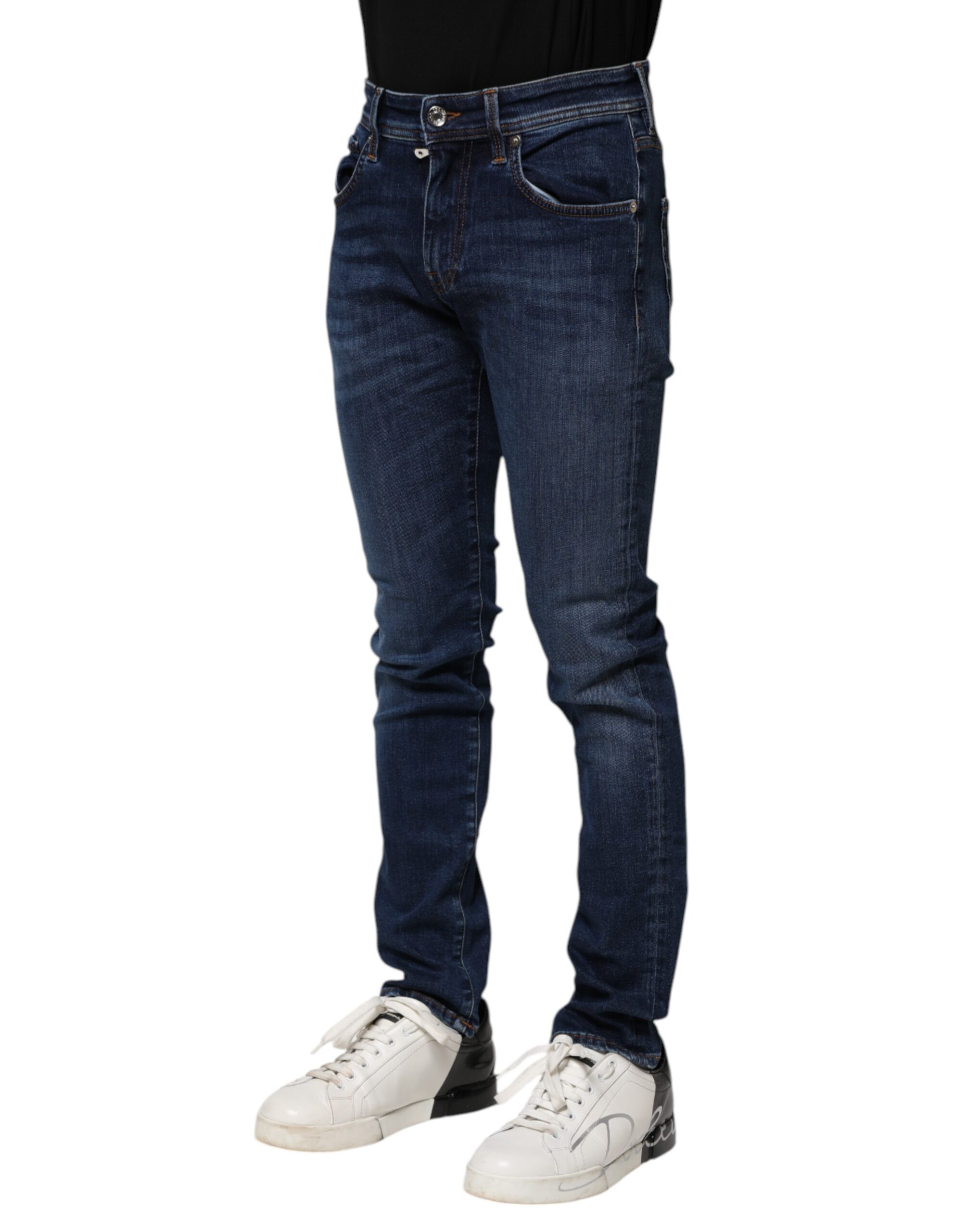 Dolce & Gabbana Dark Blue Cotton Skinny Denim Jeans - Image 3