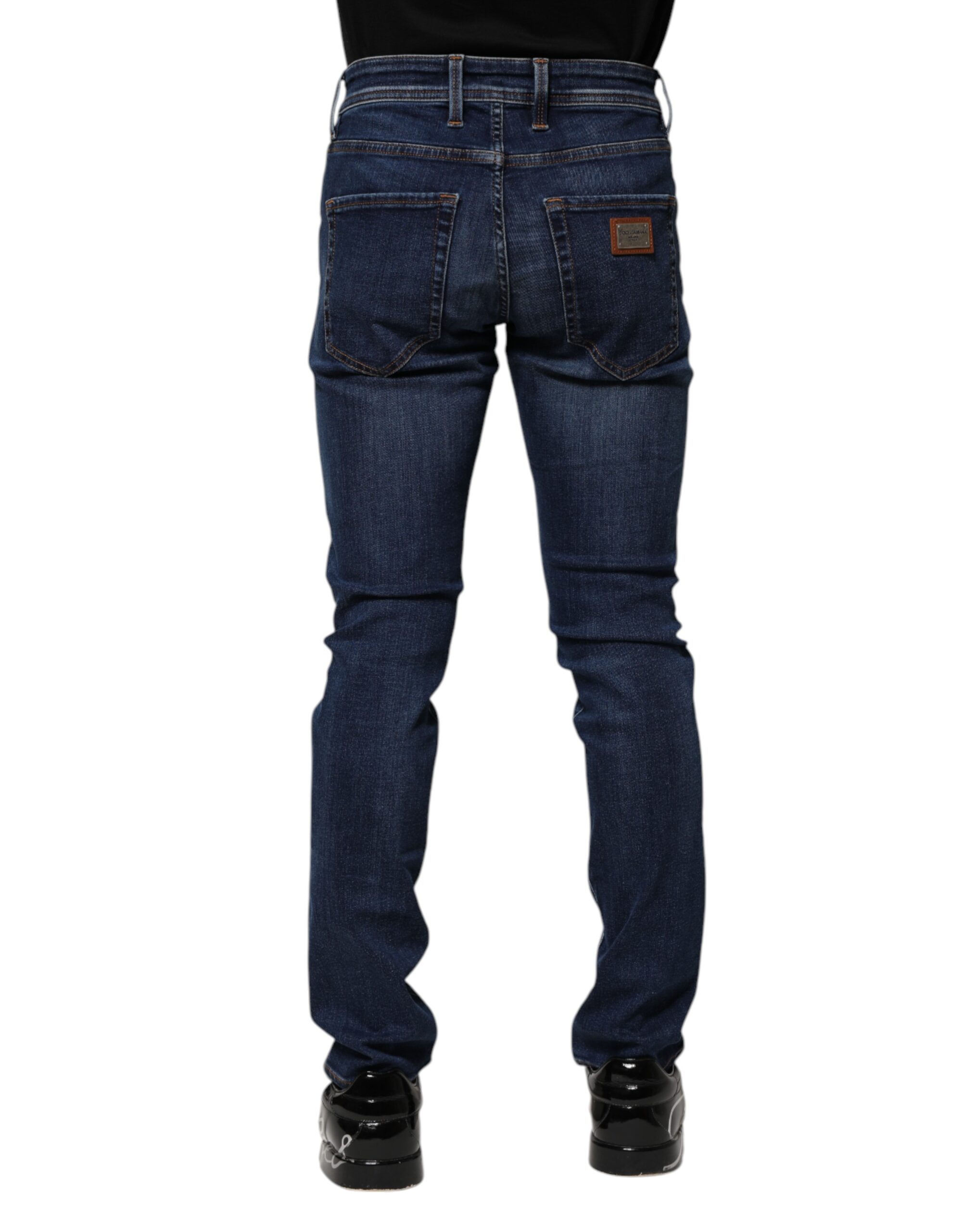Dolce & Gabbana Dark Blue Cotton Skinny Denim Jeans - Image 4
