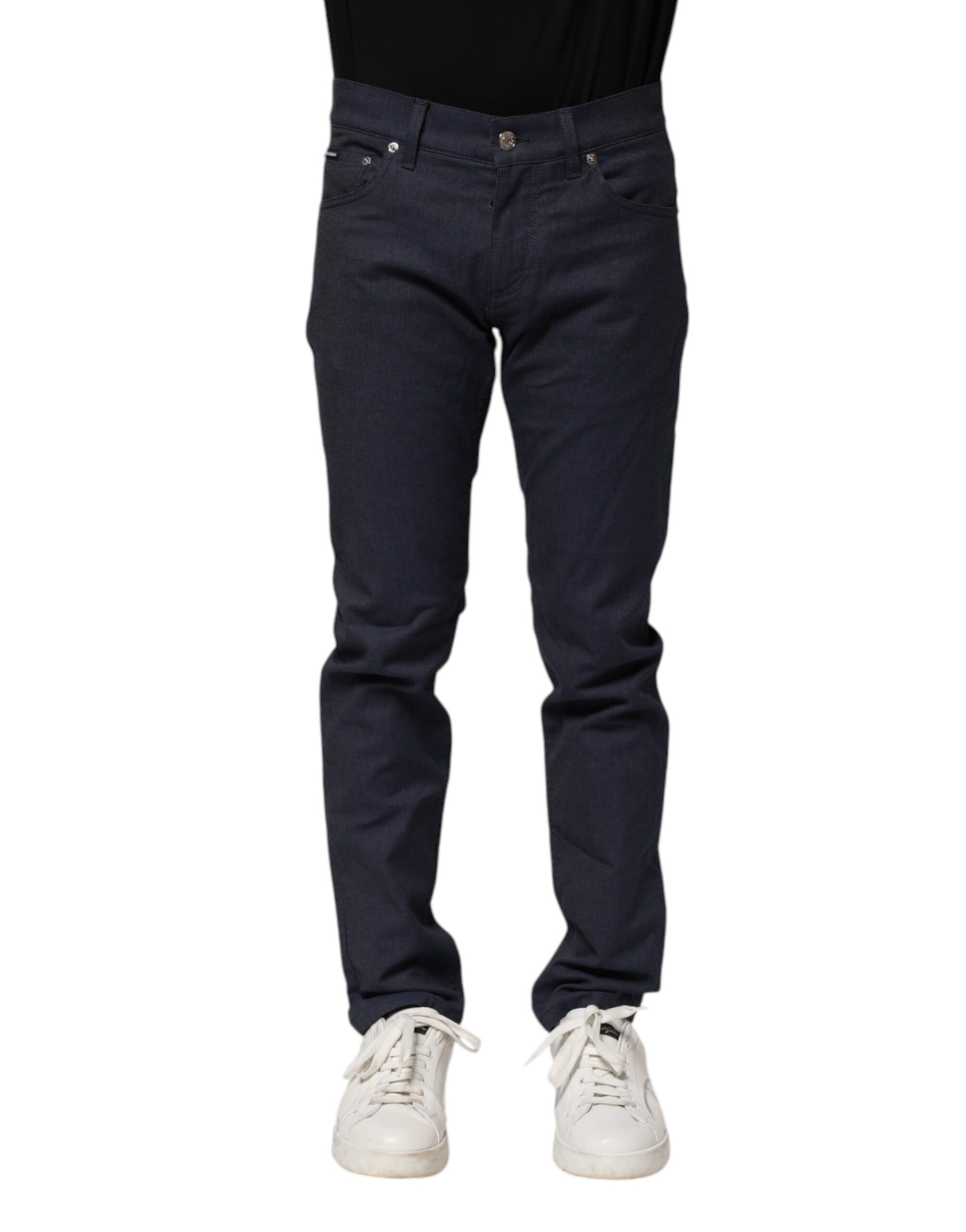Dolce & Gabbana Dark Blue Cotton Skinny Denim Jeans - Image 2
