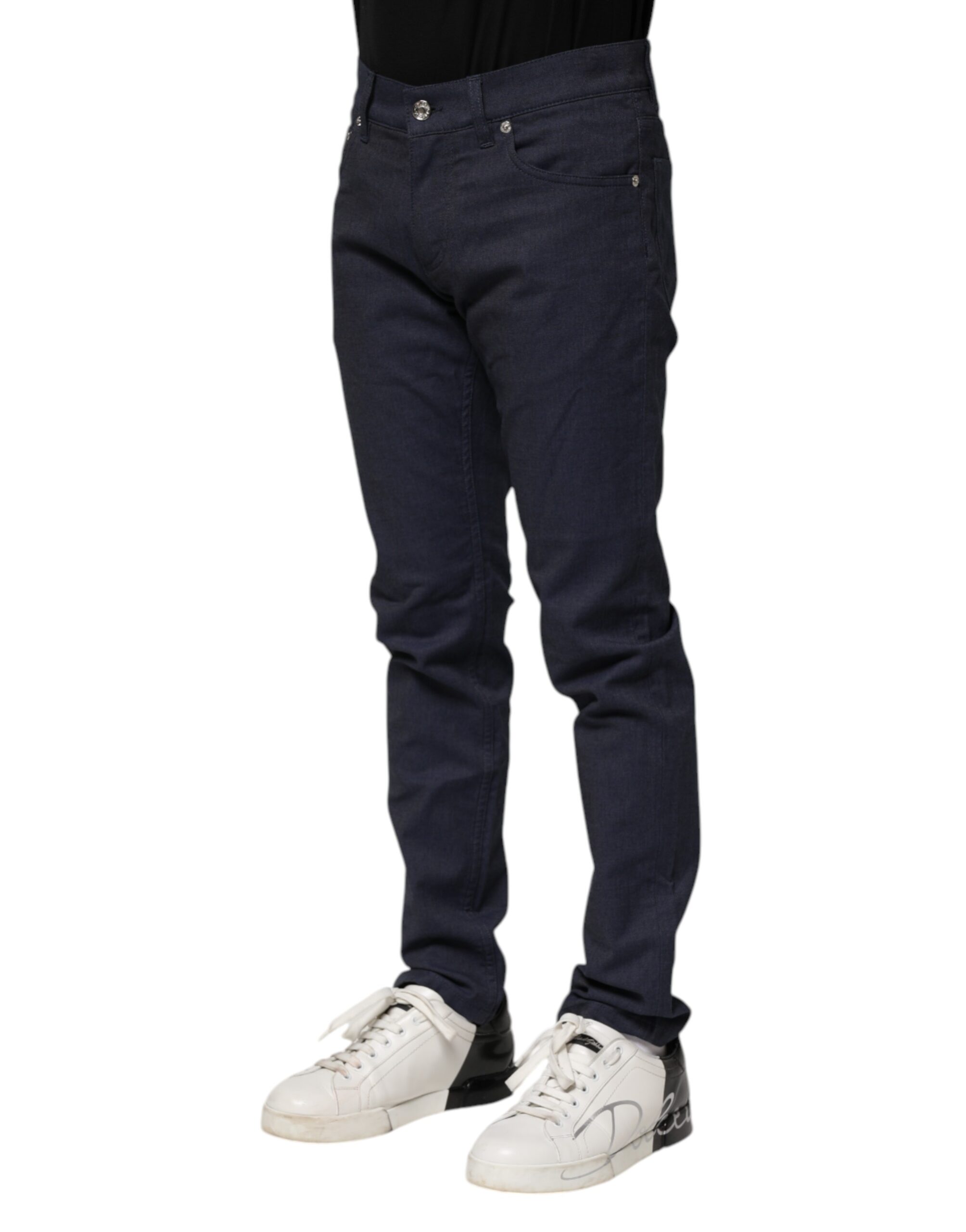 Dolce & Gabbana Dark Blue Cotton Skinny Denim Jeans - Image 3