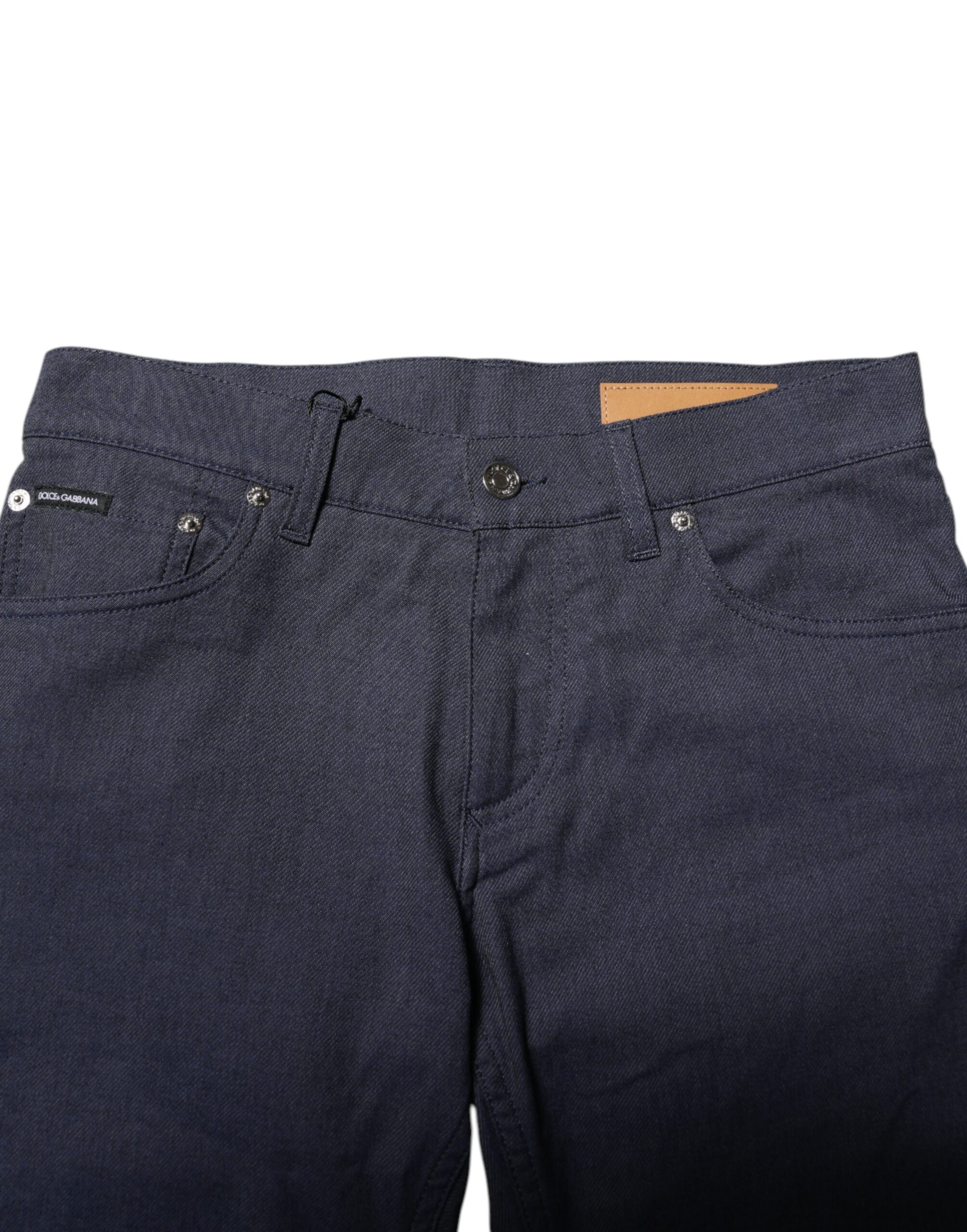 Dolce & Gabbana Dark Blue Cotton Skinny Denim Jeans - Image 5