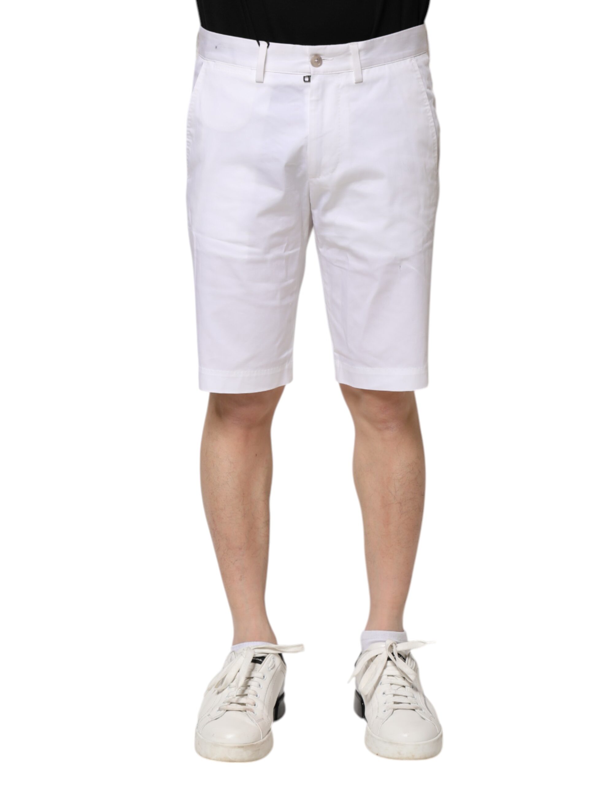 Dolce & Gabbana White Cotton Stretch Men Denim Bermuda Shorts - Image 2