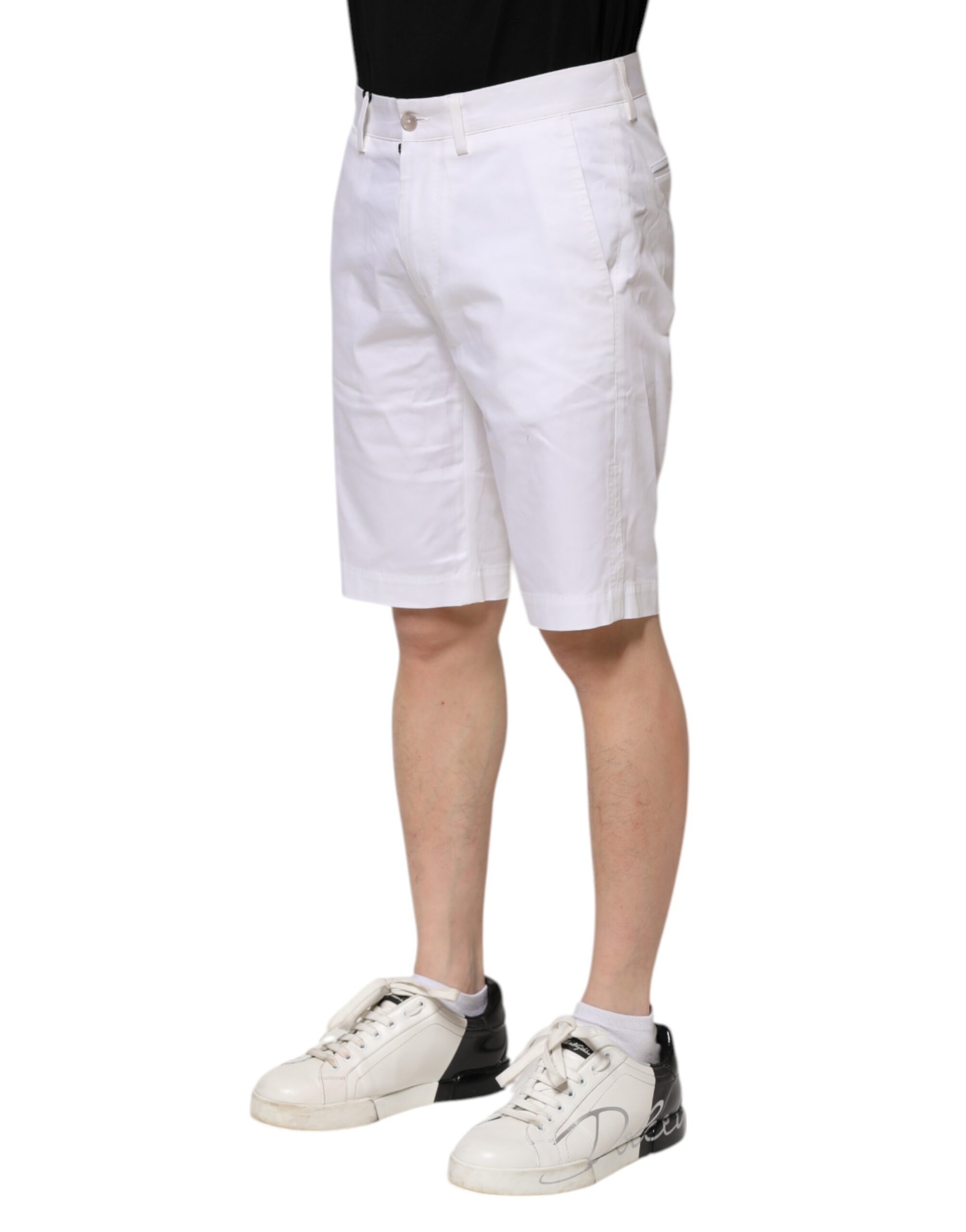 Dolce & Gabbana White Cotton Stretch Men Denim Bermuda Shorts - Image 3