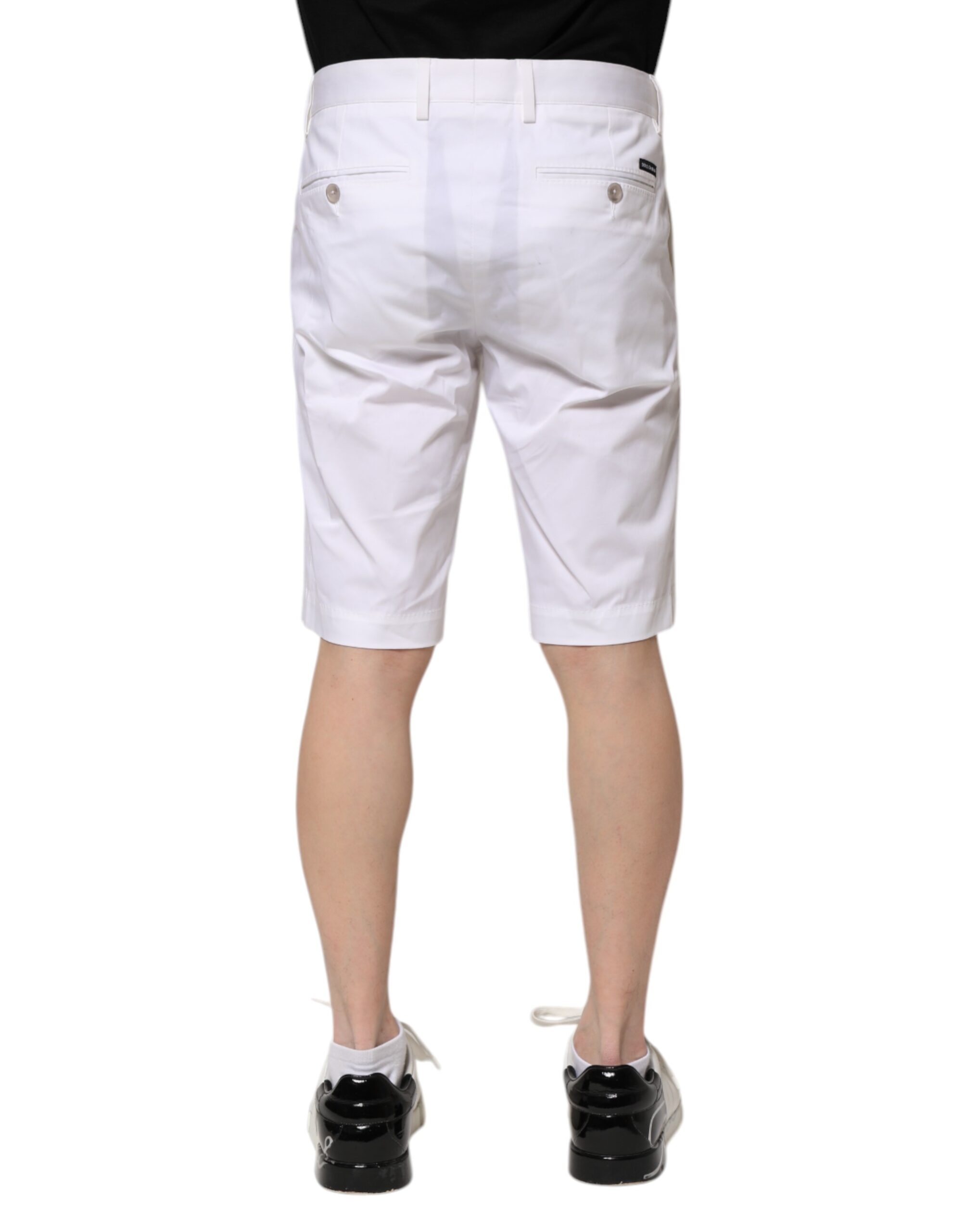 Dolce & Gabbana White Cotton Stretch Men Denim Bermuda Shorts - Image 4