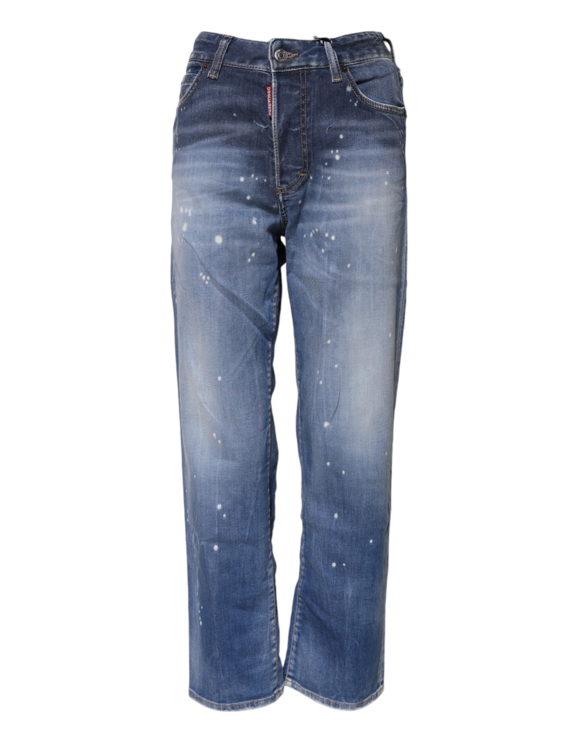 Dsquared² Blue Washed Cotton Mid Waist Straight Jeans - Image 2
