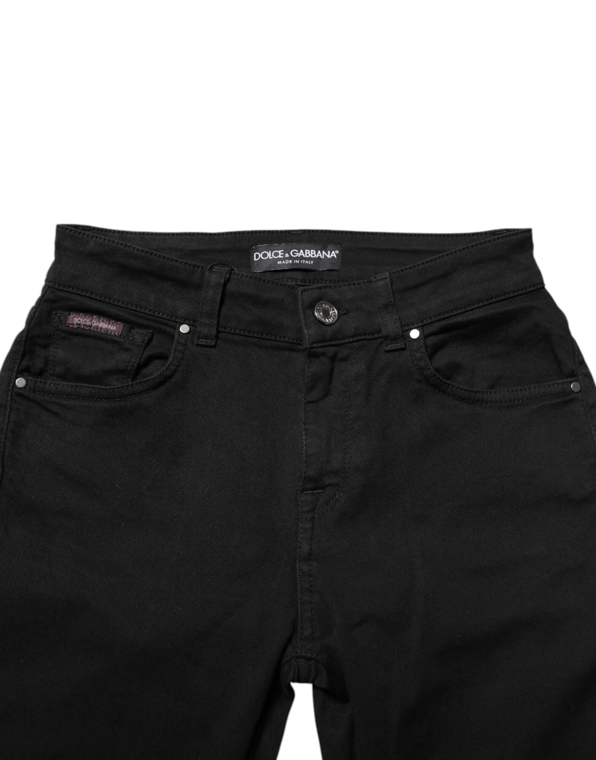 Dolce & Gabbana Black Skinny Cotton Mid Waisted Denim Jeans - Image 4