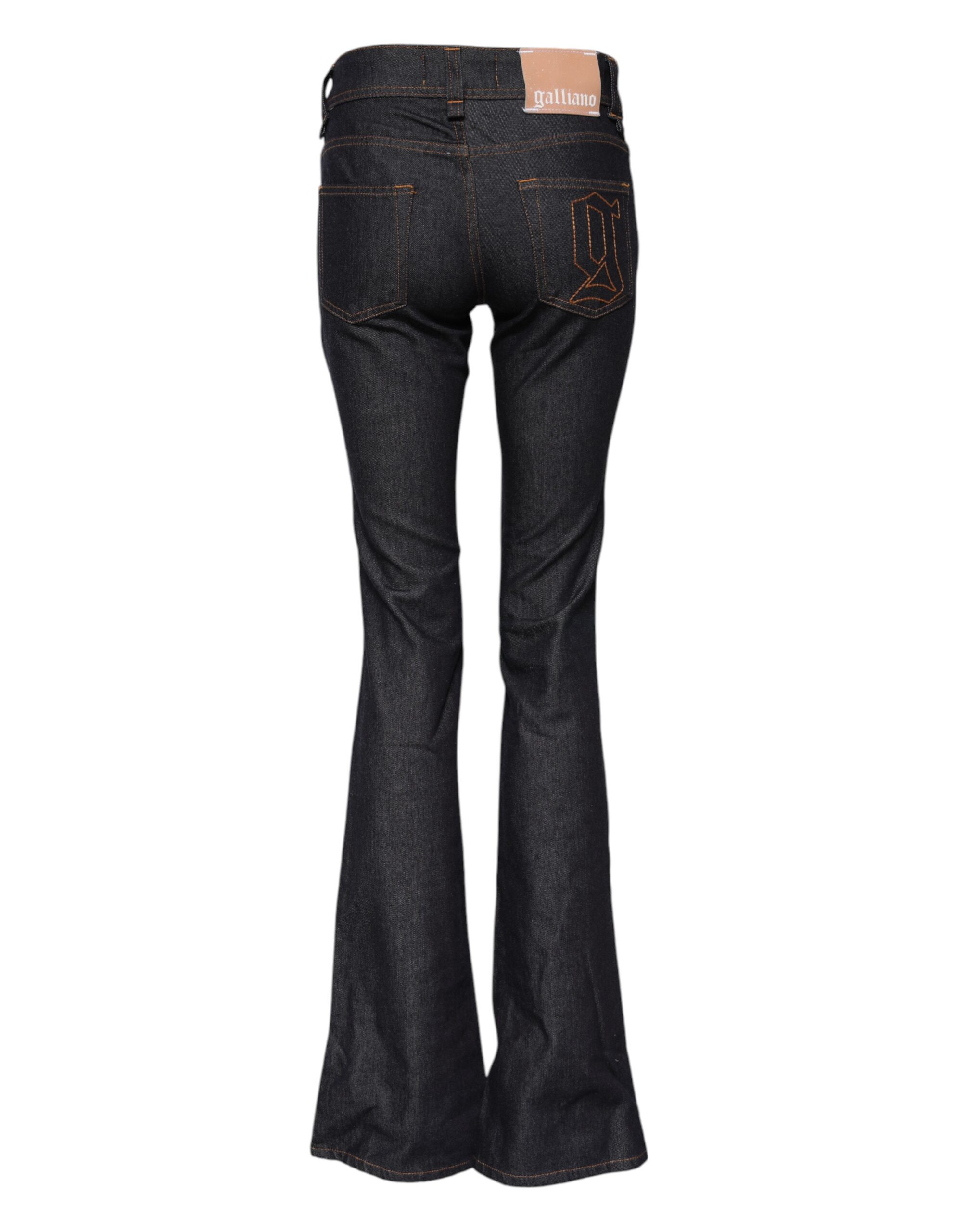 John Galliano Blue Mid Waist Cotton Wide Leg Denim Jeans - Image 3