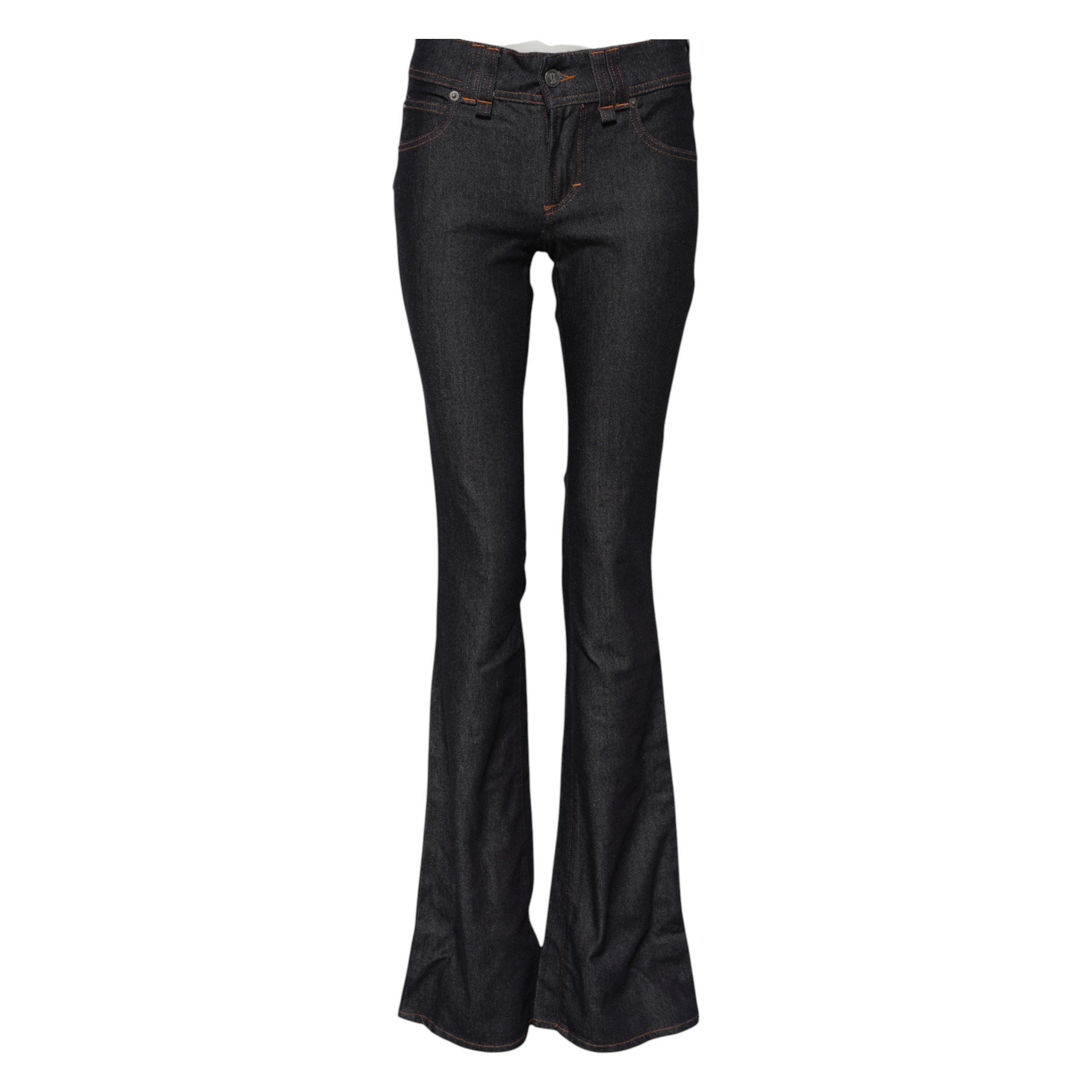 John Galliano Blue Mid Waist Cotton Wide Leg Denim Jeans - Image 5