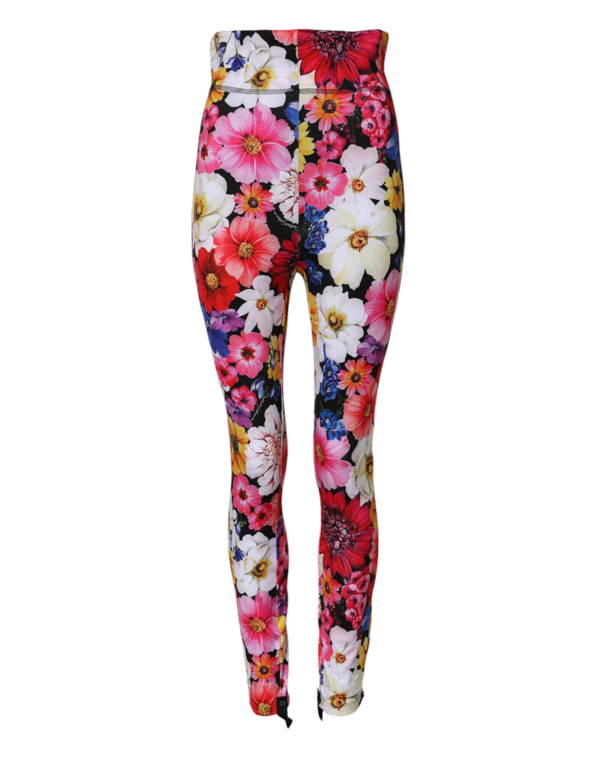 Dolce & Gabbana Multicolor Floral High Waist Leggings Pants - Image 2