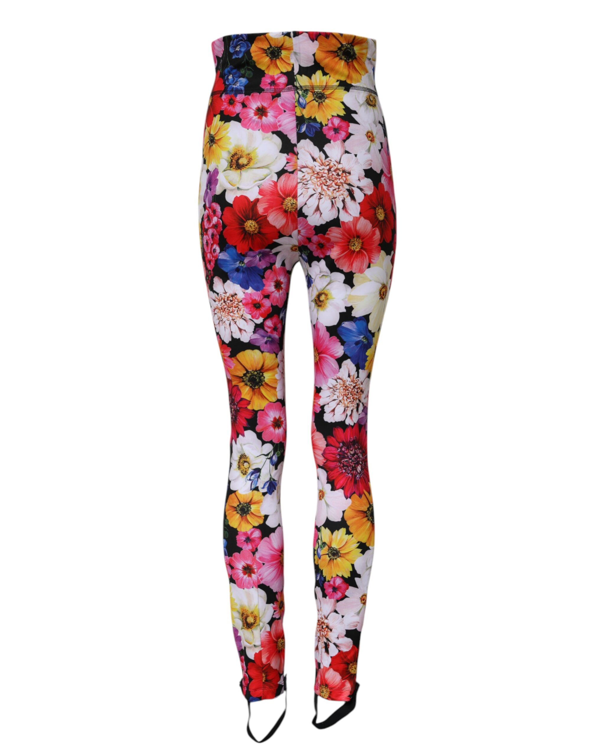 Dolce & Gabbana Multicolor Floral High Waist Leggings Pants - Image 3