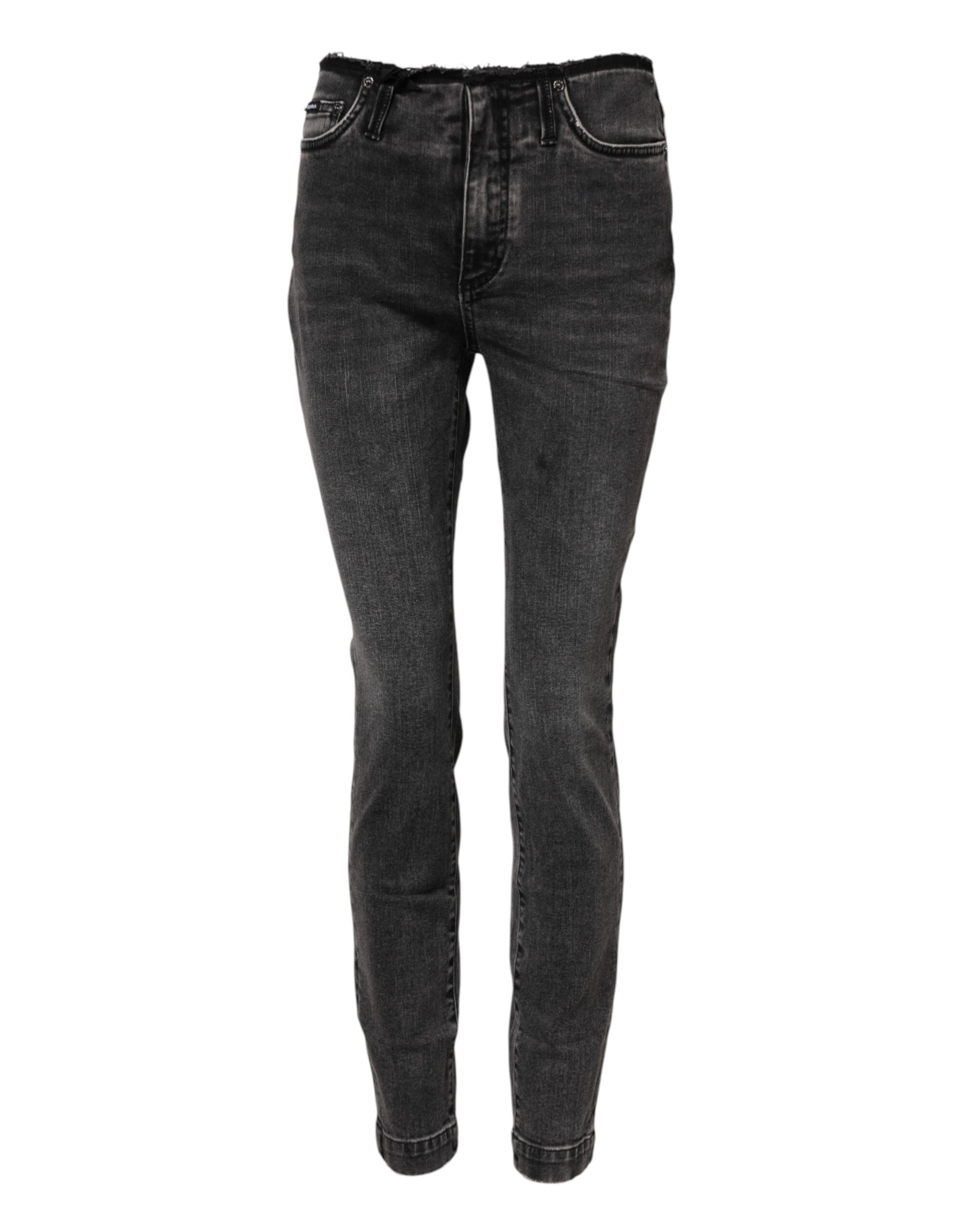Dolce & Gabbana Gray Skinny Cotton Mid Waisted Denim Jeans - Image 2