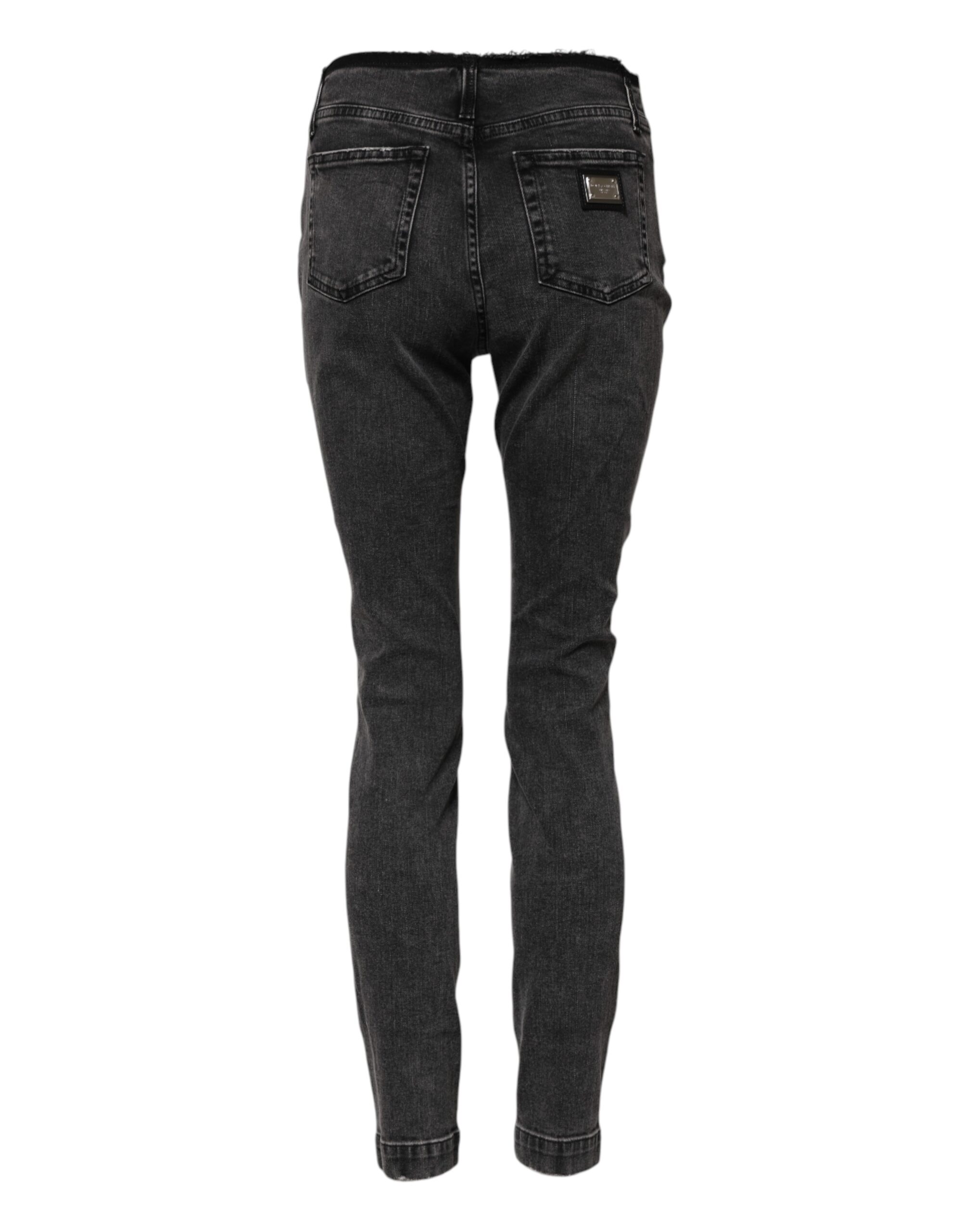 Dolce & Gabbana Gray Skinny Cotton Mid Waisted Denim Jeans - Image 3