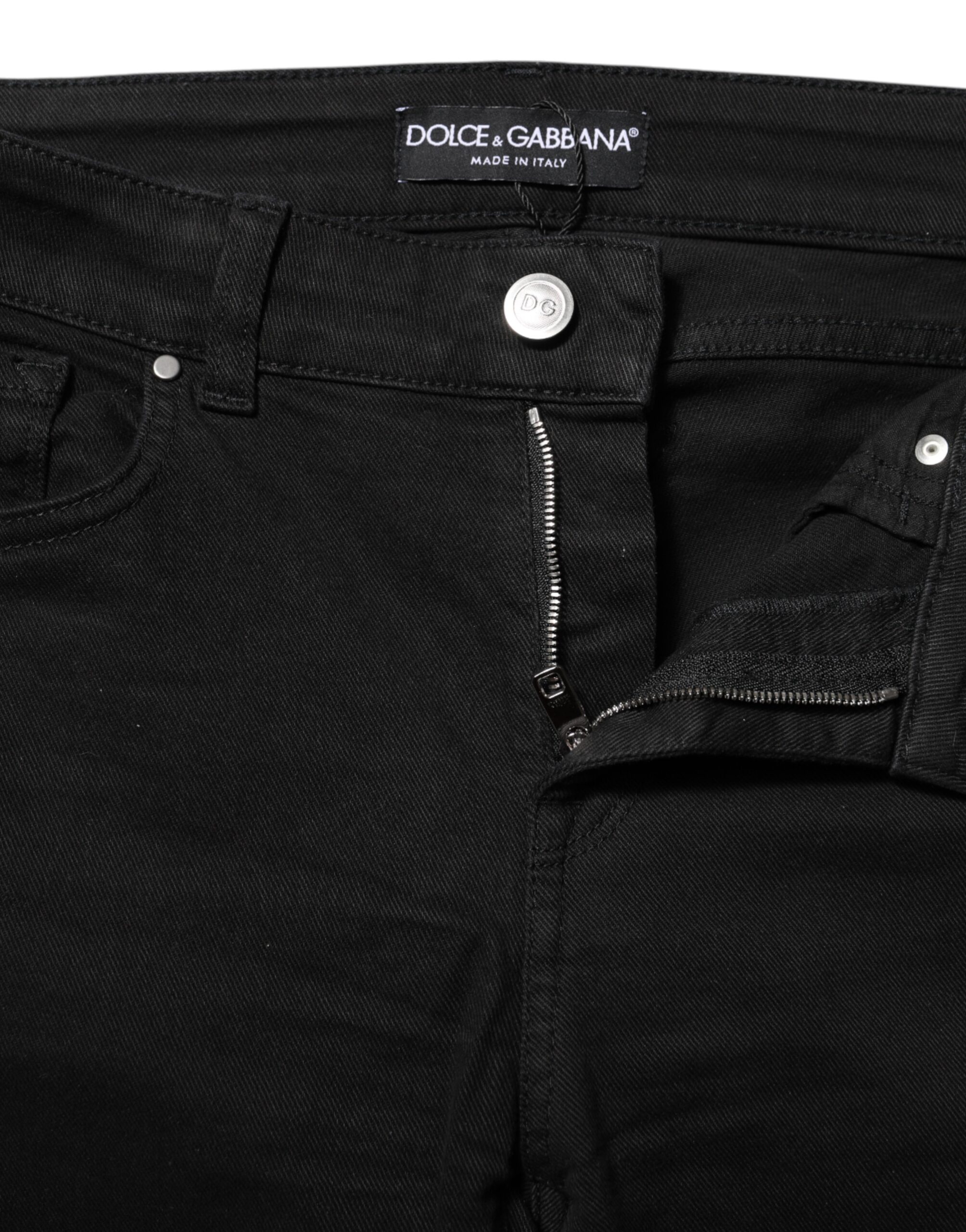 Dolce & Gabbana Black Skinny Cotton Mid Waisted Denim Jeans - Image 4
