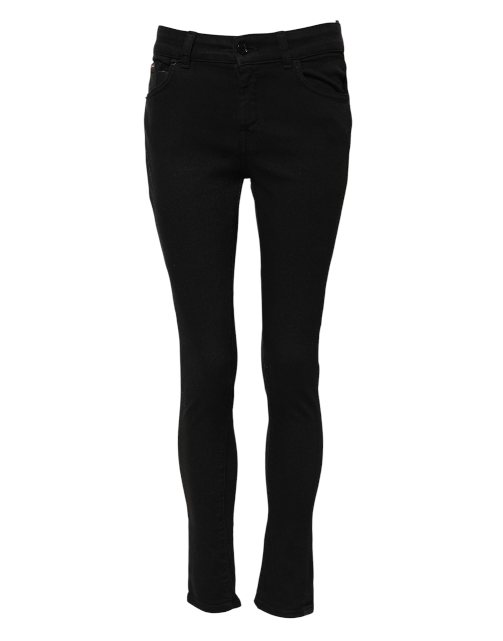 Dolce & Gabbana Black Cotton Skinny Mid Waisted Denim Jeans - Image 2