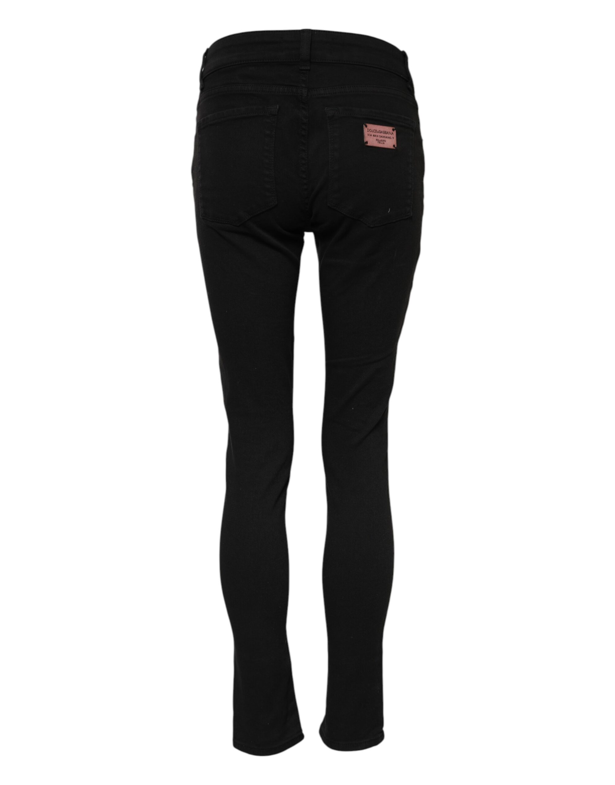 Dolce & Gabbana Black Cotton Skinny Mid Waisted Denim Jeans - Image 3