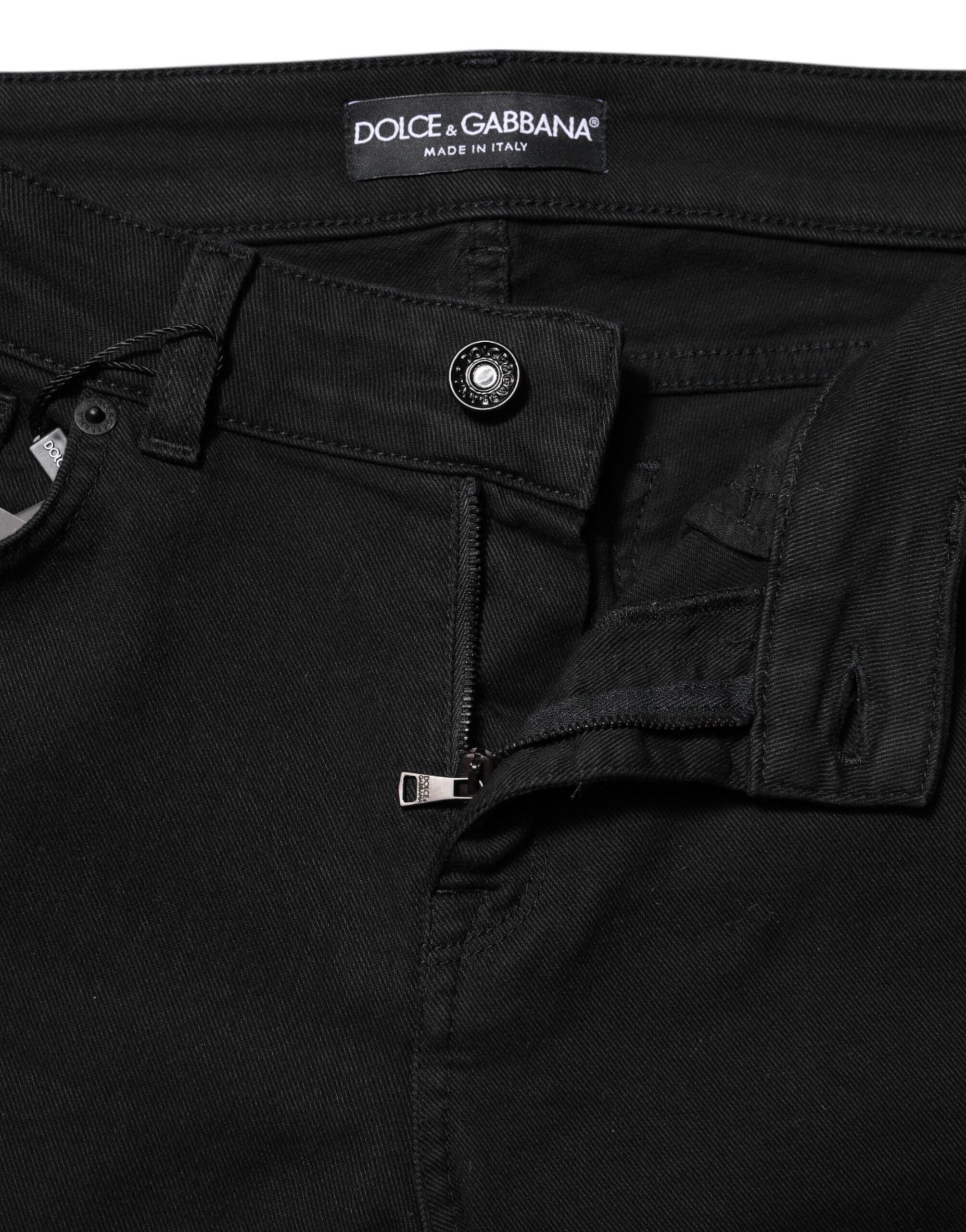 Dolce & Gabbana Black Cotton Skinny Mid Waisted Denim Jeans - Image 4
