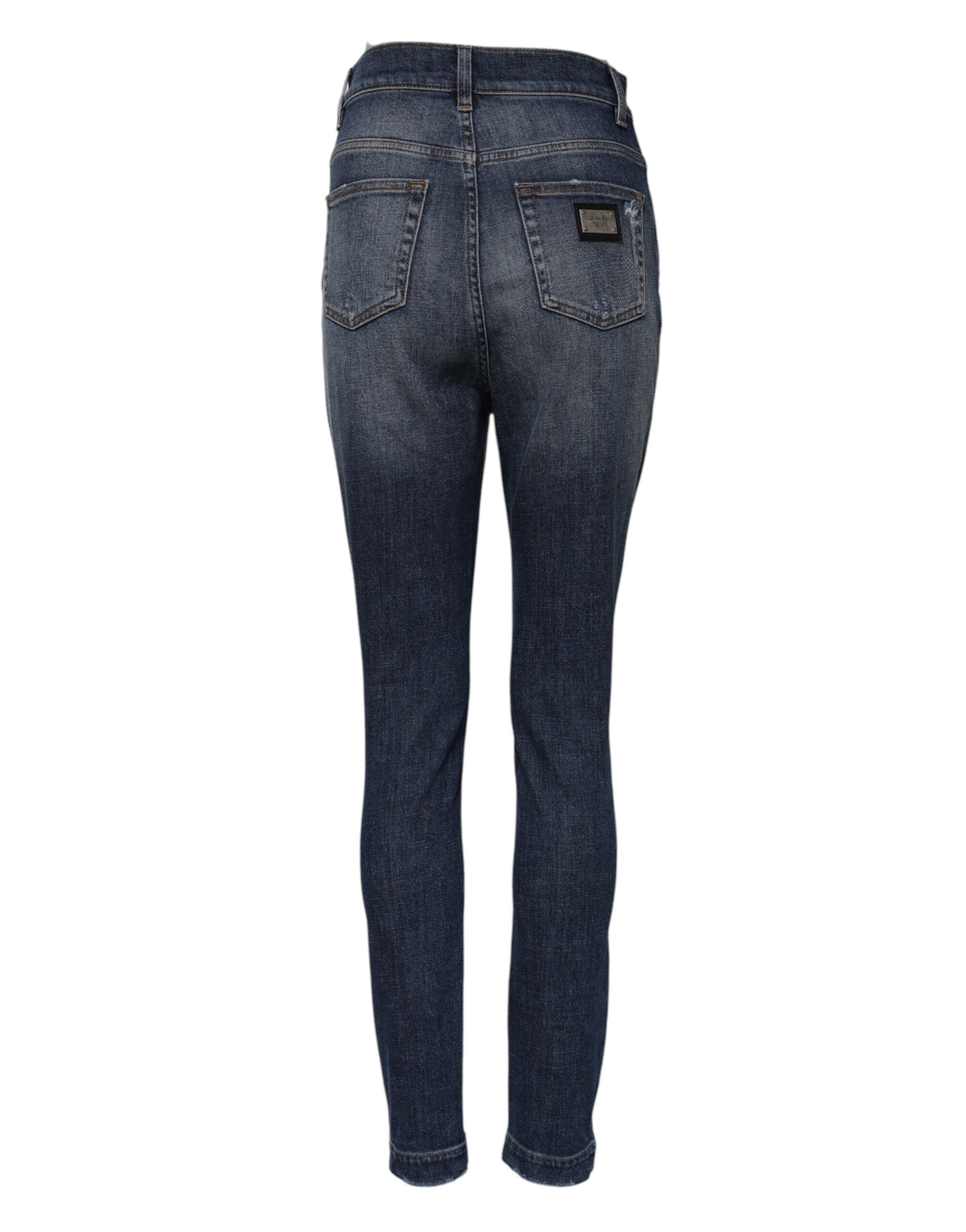 Dolce & Gabbana Blue Washed Cotton High Waisted Denim Jeans - Image 3