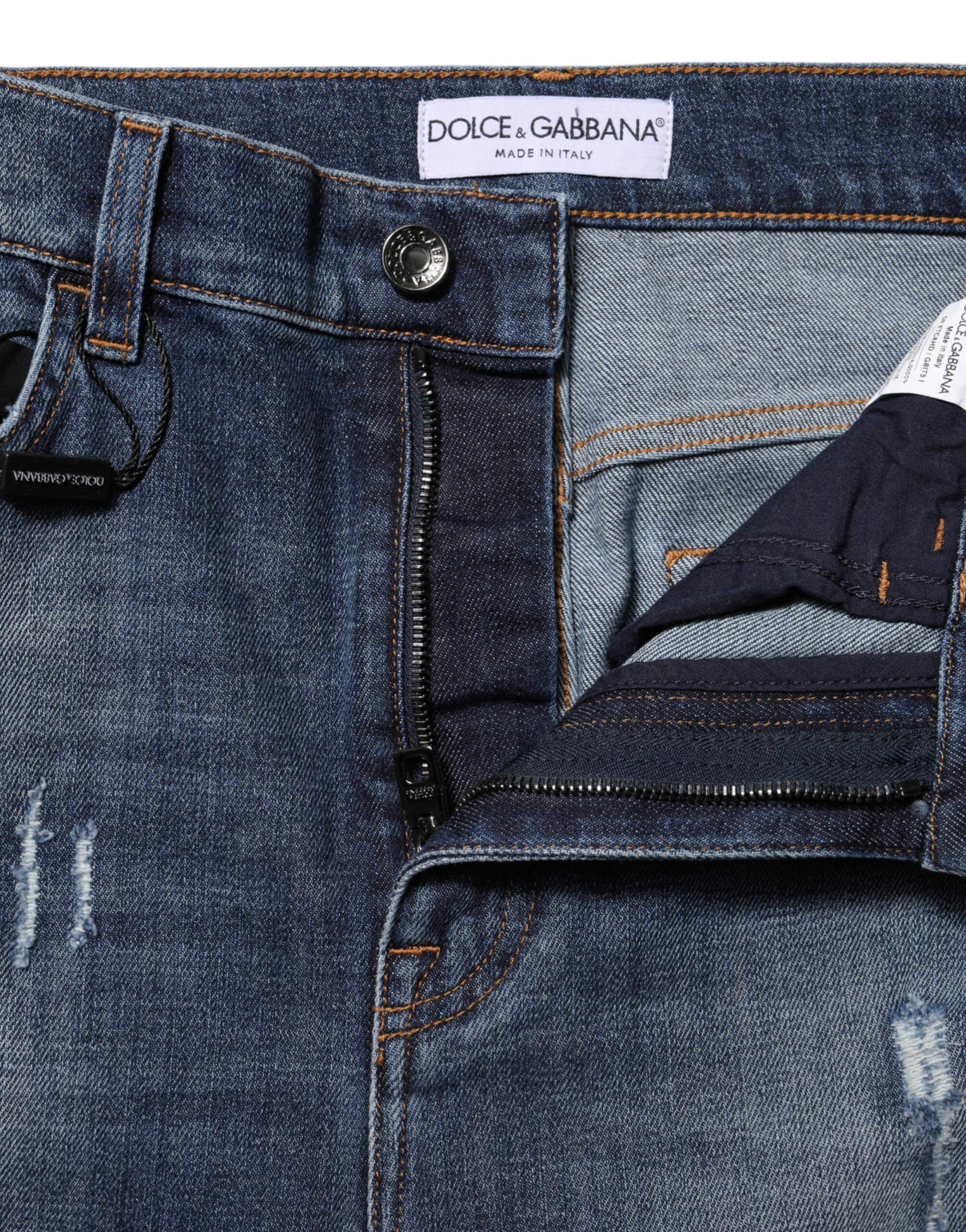 Dolce & Gabbana Blue Washed Cotton High Waisted Denim Jeans - Image 4