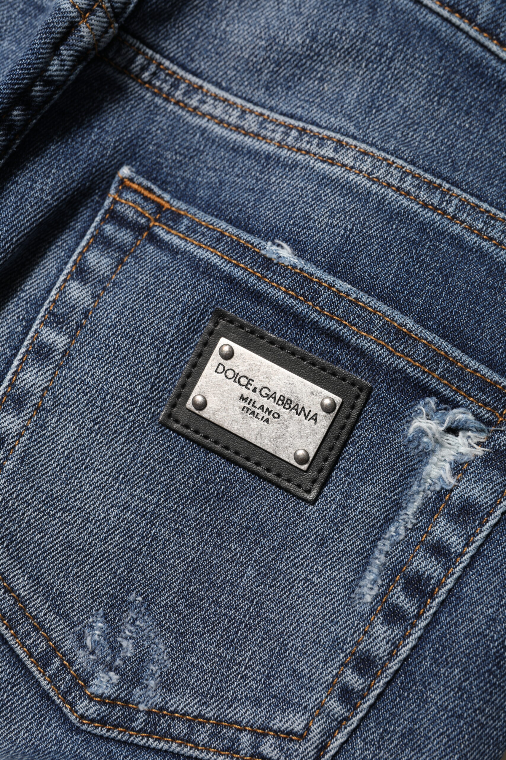 Dolce & Gabbana Blue Washed Cotton High Waisted Denim Jeans - Image 5