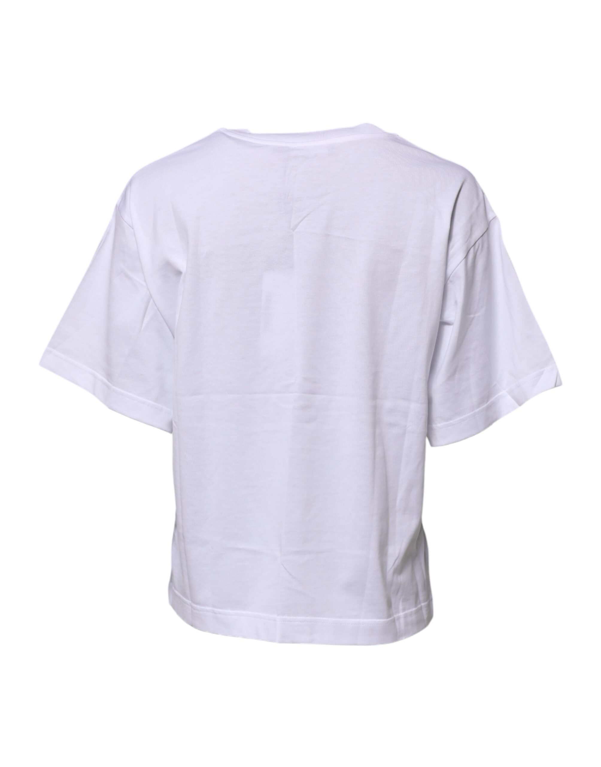 Dolce & Gabbana White Cotton Graphic Print Crew Neck T-shirt - Image 3
