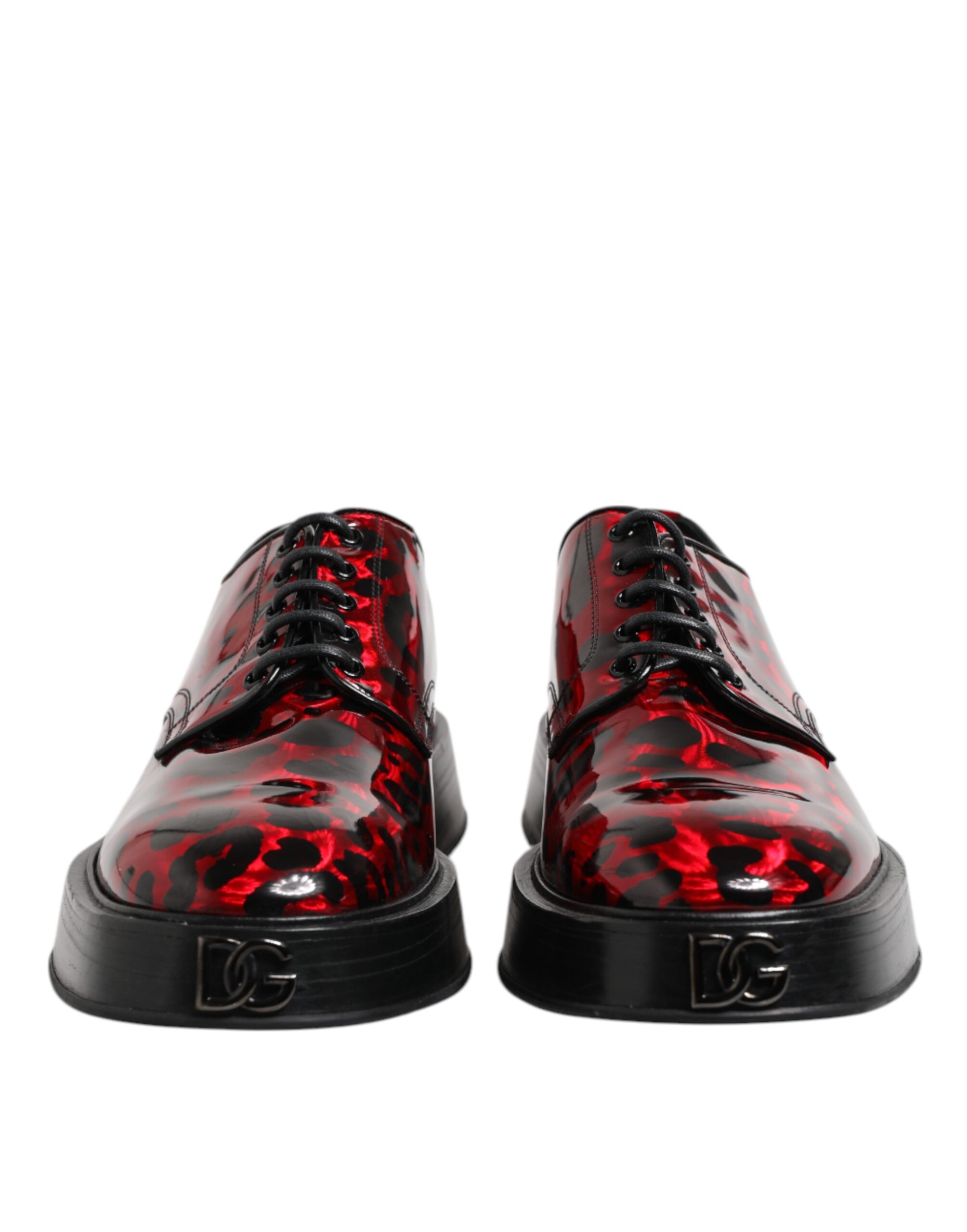 Dolce & Gabbana Red Leopard Derby Formal Men Dress Shoes - Image 2