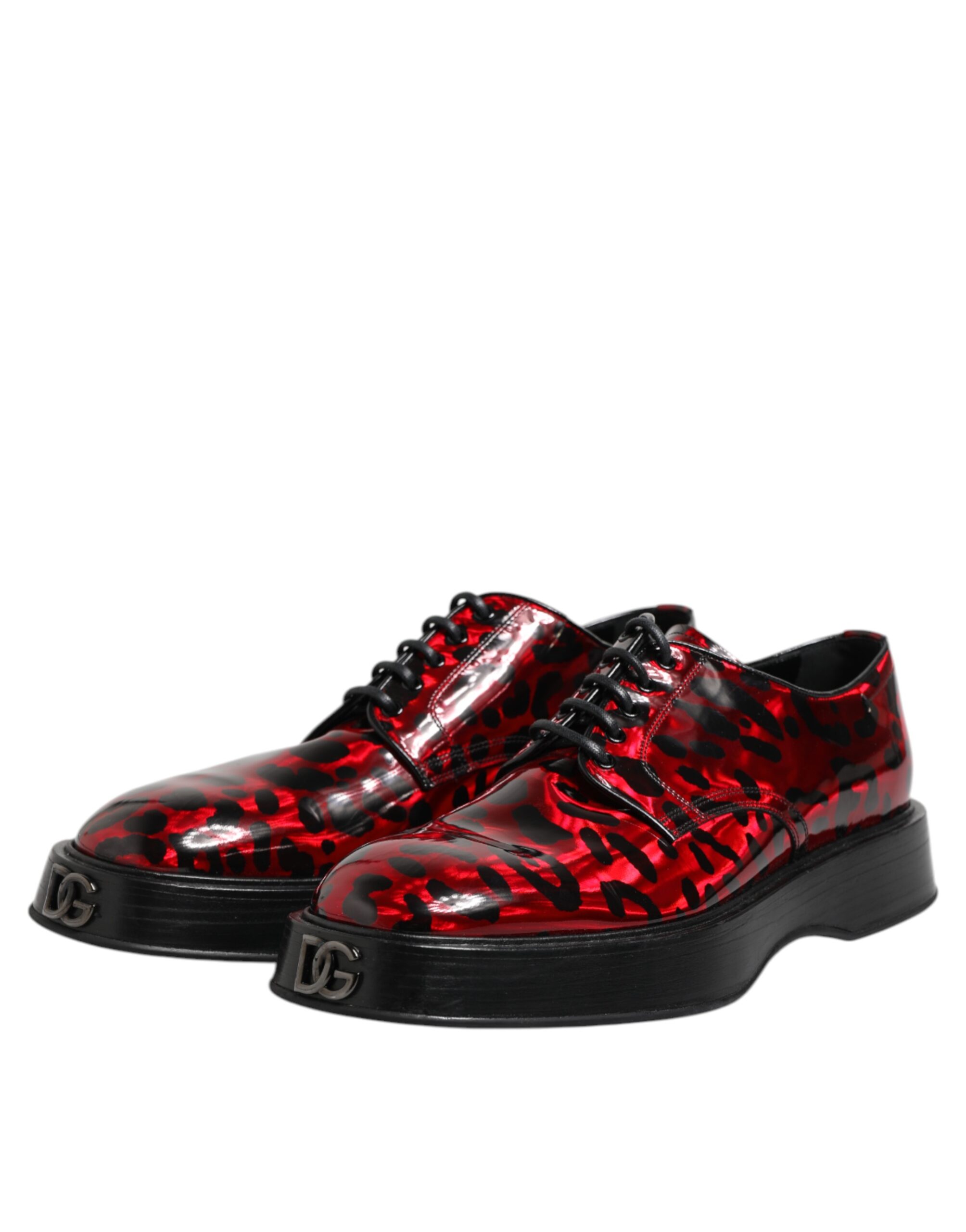 Dolce & Gabbana Red Leopard Derby Formal Men Dress Shoes - Image 4