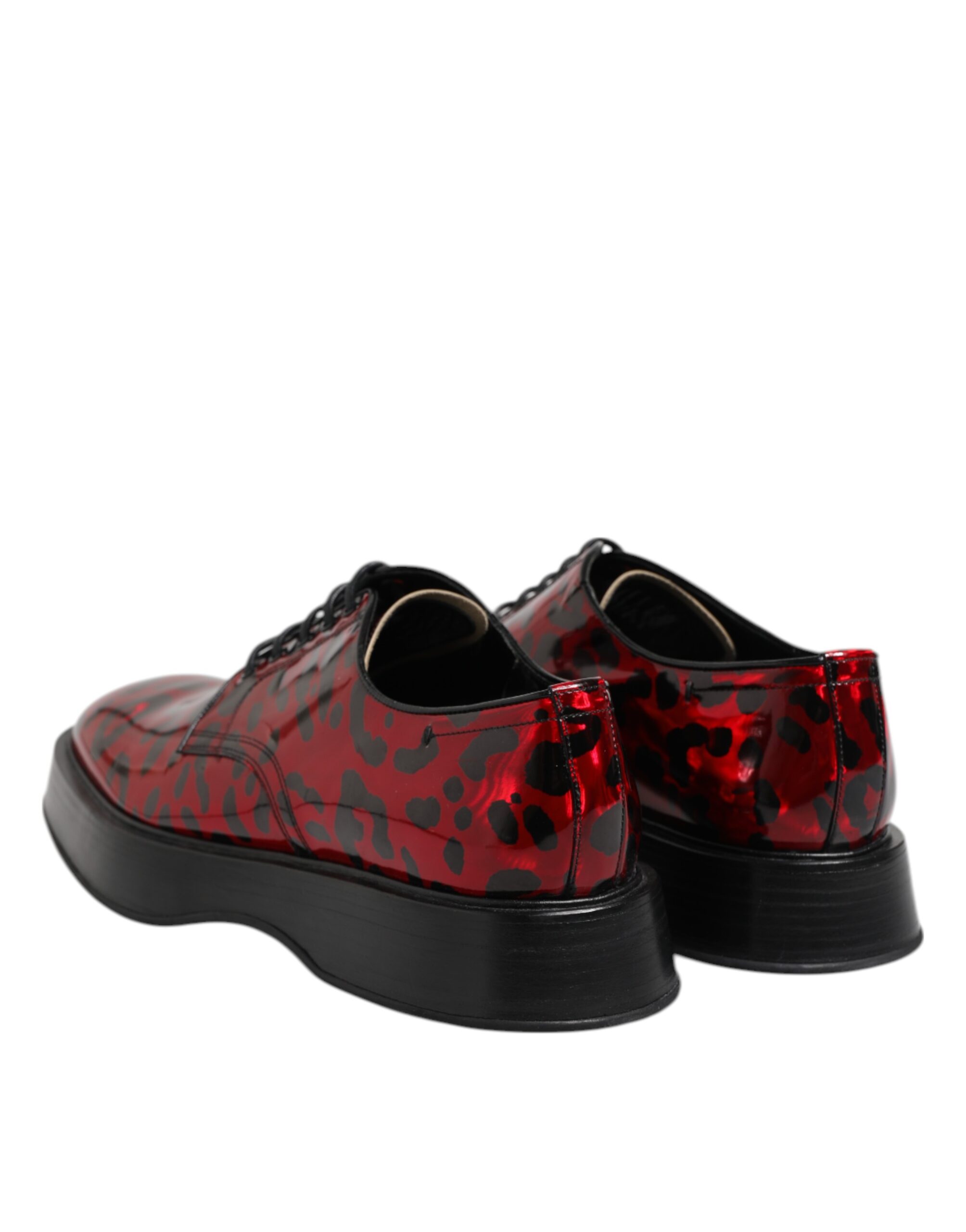 Dolce & Gabbana Red Leopard Derby Formal Men Dress Shoes - Image 5