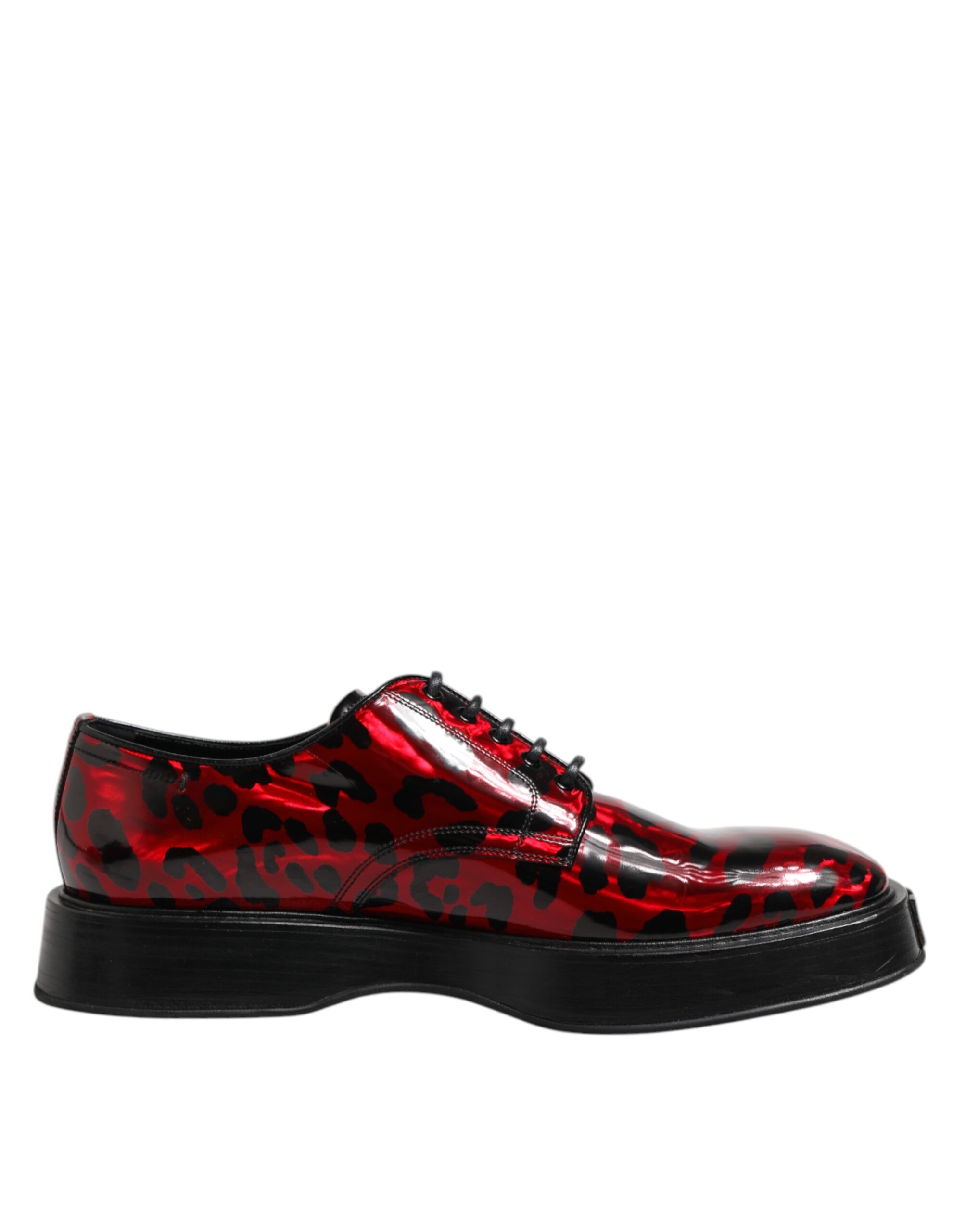 Dolce & Gabbana Red Leopard Derby Formal Men Dress Shoes - Image 7