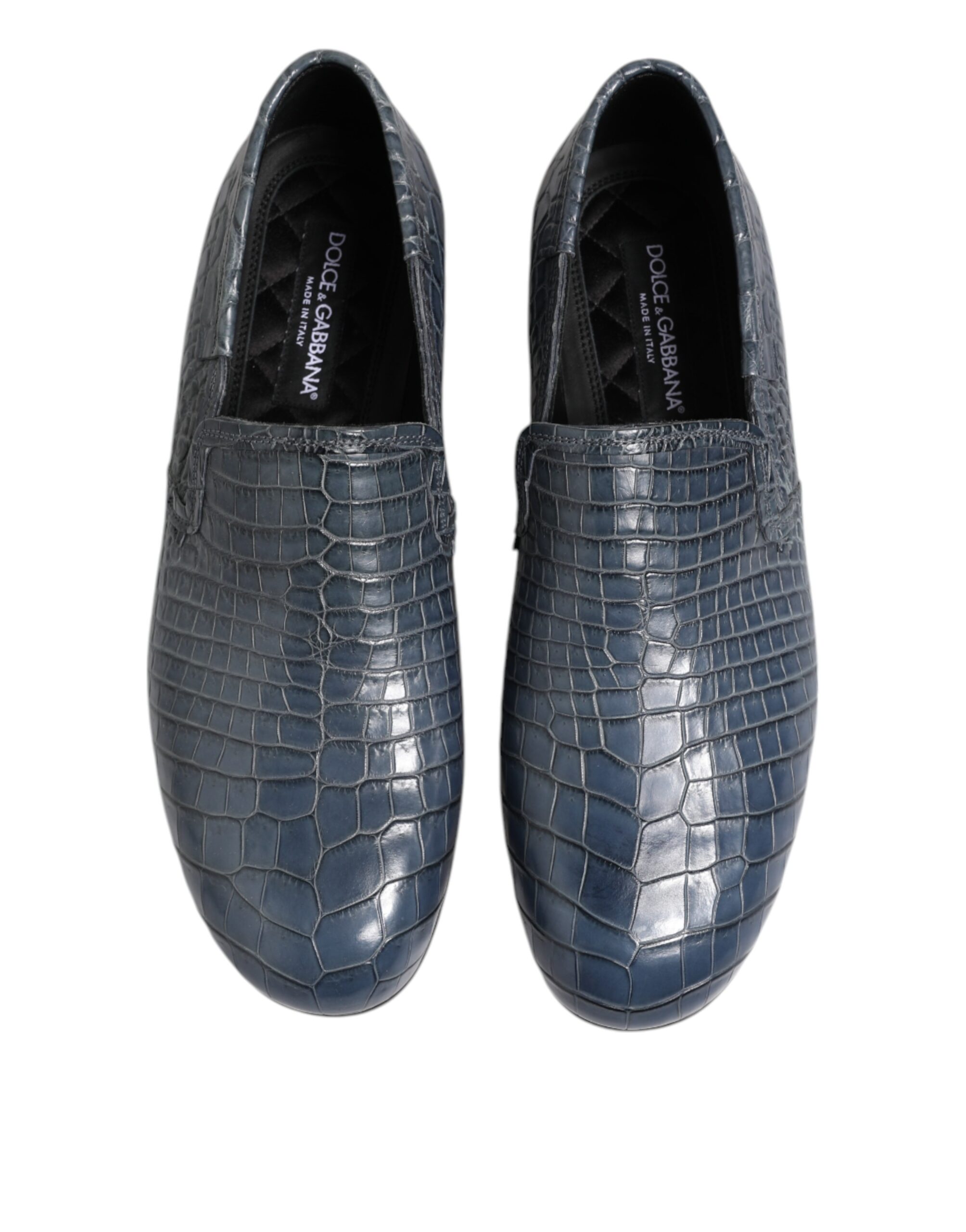 Dolce & Gabbana Blue Exotic Leather Slip On Loafers Men Dress Shoes - Image 3