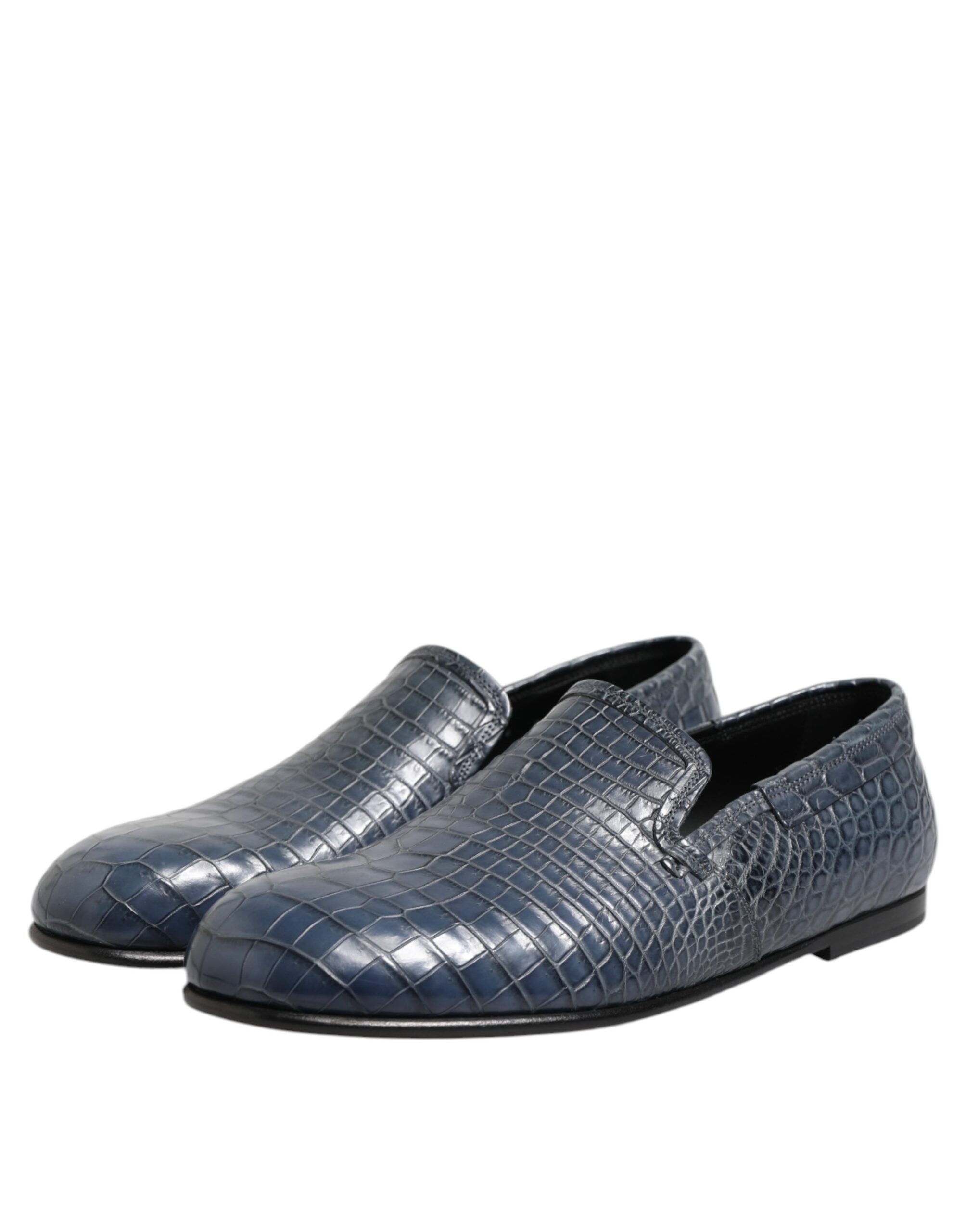 Dolce & Gabbana Blue Exotic Leather Slip On Loafers Men Dress Shoes - Image 4