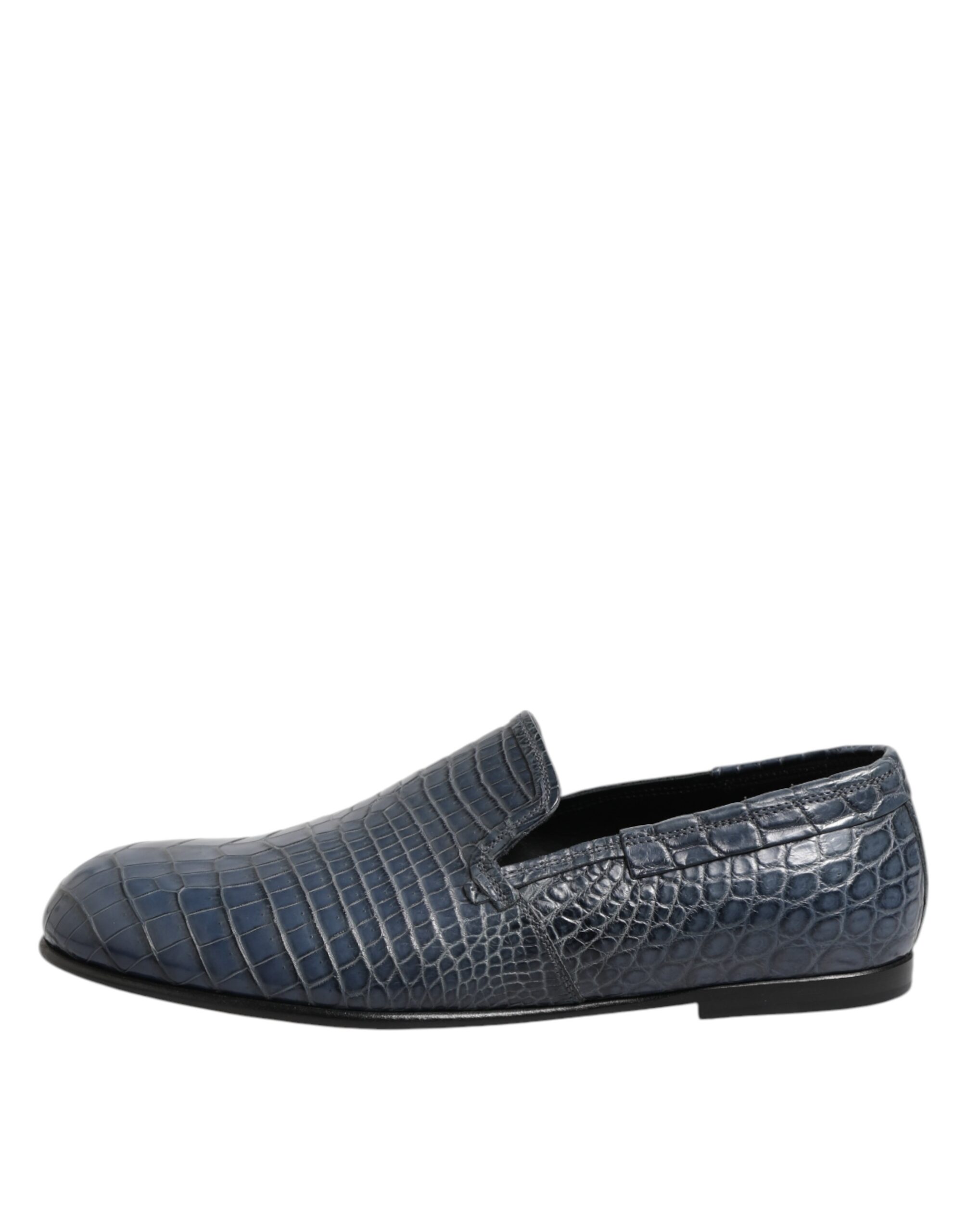 Dolce & Gabbana Blue Exotic Leather Slip On Loafers Men Dress Shoes - Image 6