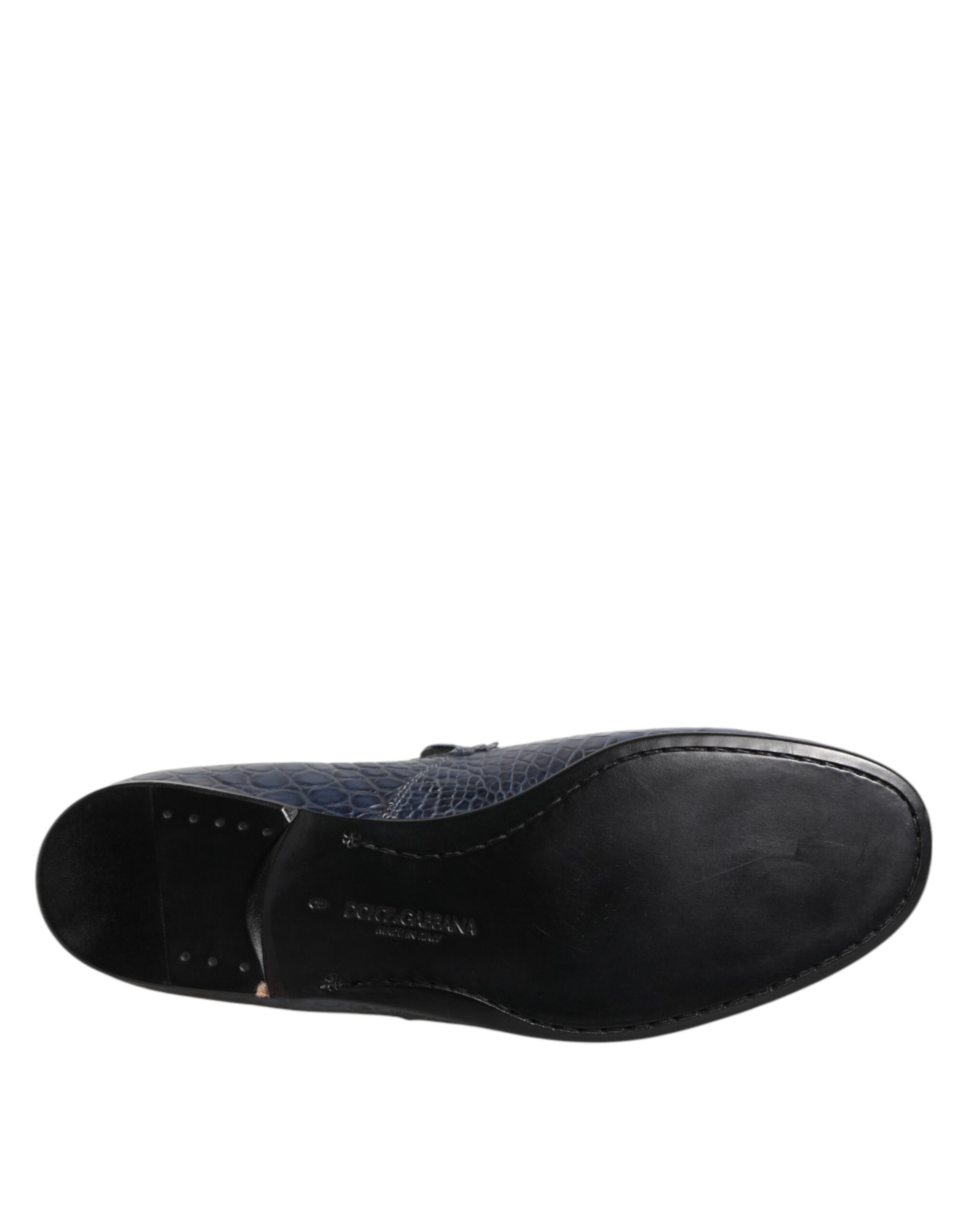 Dolce & Gabbana Blue Exotic Leather Slip On Loafers Men Dress Shoes - Image 8
