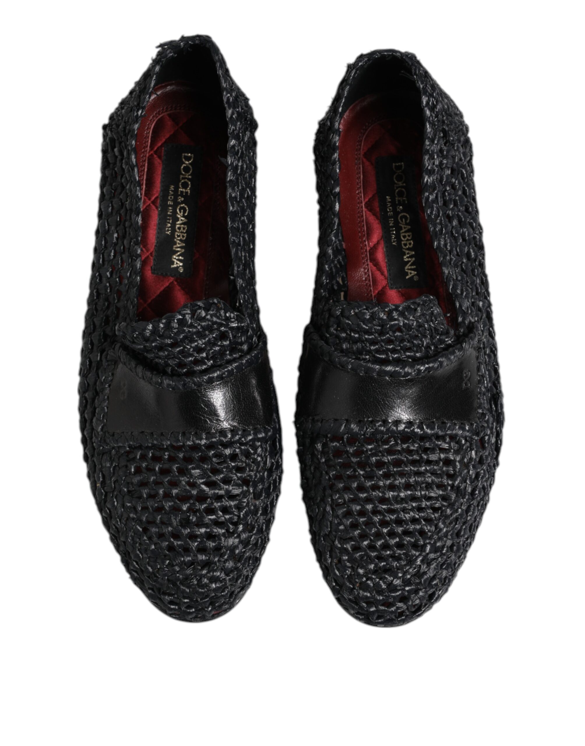 Dolce & Gabbana Black Woven Leather Slip On Loafers Men Shoes - Image 3