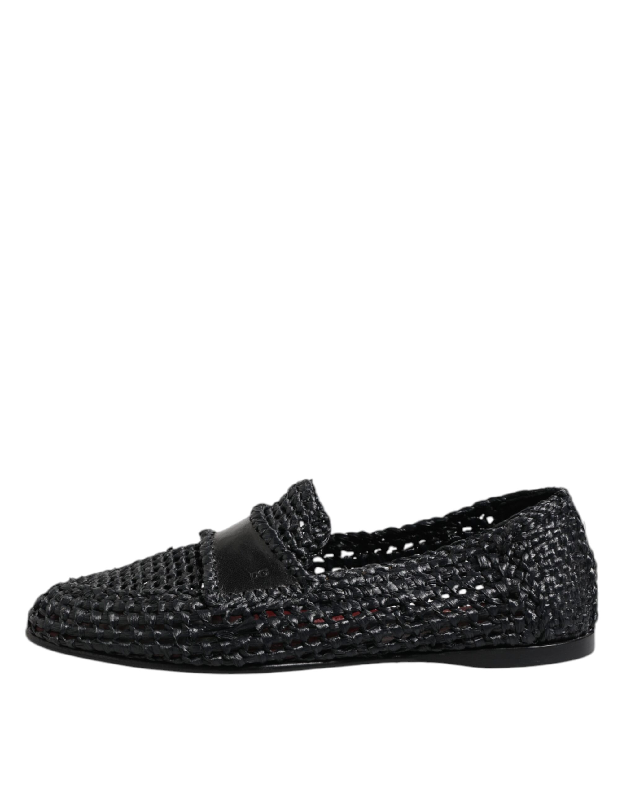Dolce & Gabbana Black Woven Leather Slip On Loafers Men Shoes - Image 6