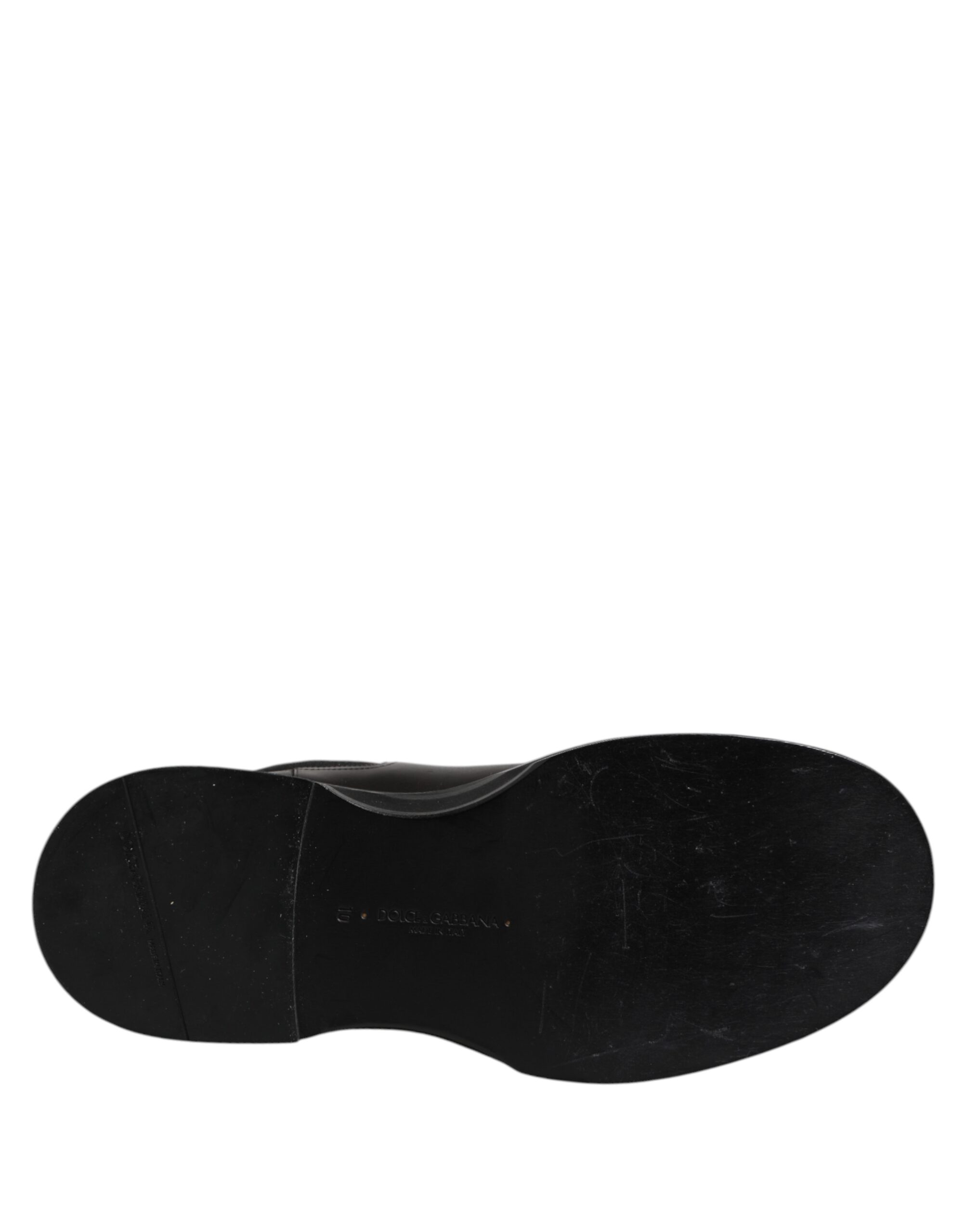 Dolce & Gabbana Black Leather Mid Calf Boots Flats Shoes - Image 8