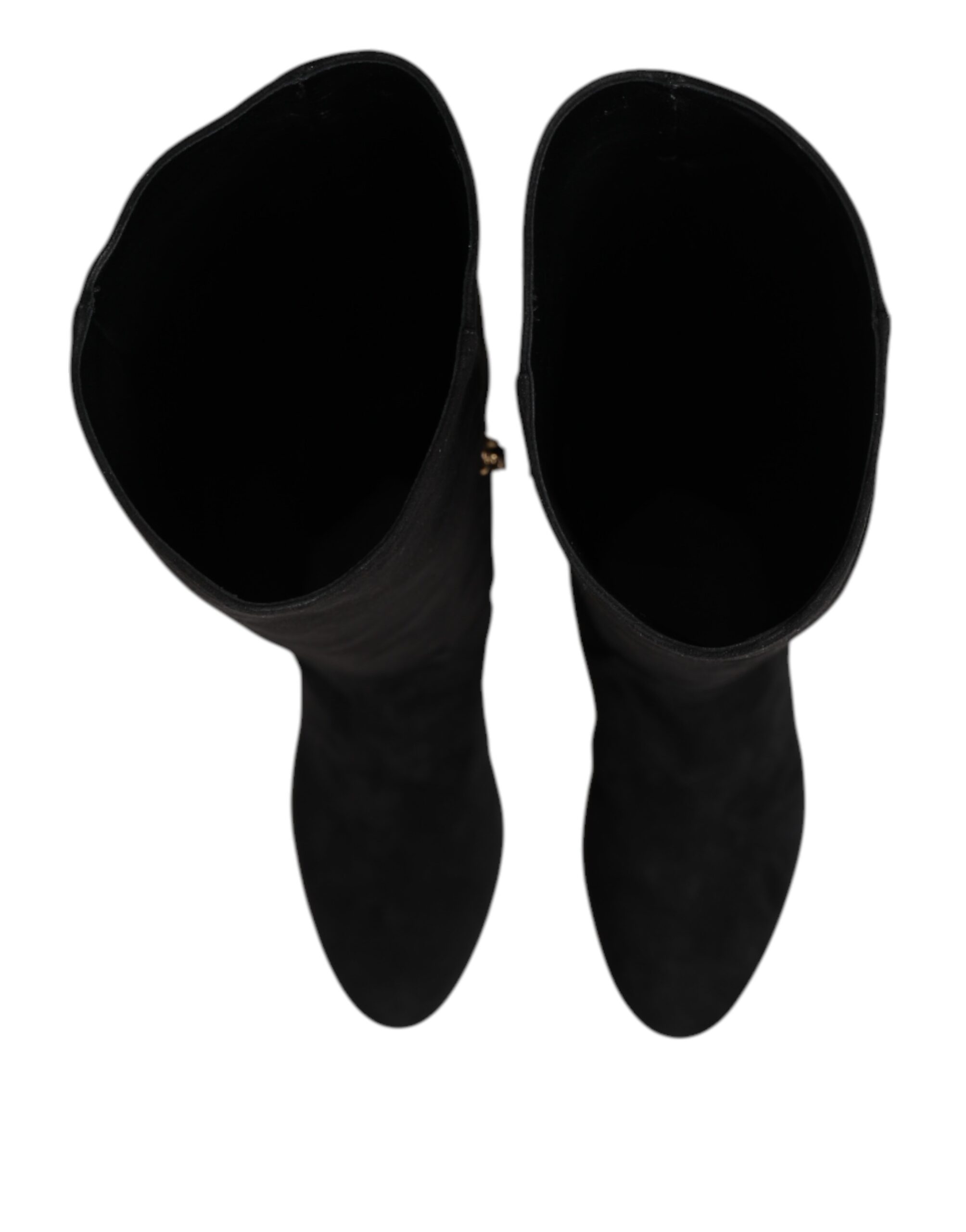 Dolce & Gabbana Black Suede Leather Knee High Boots Shoes - Image 3
