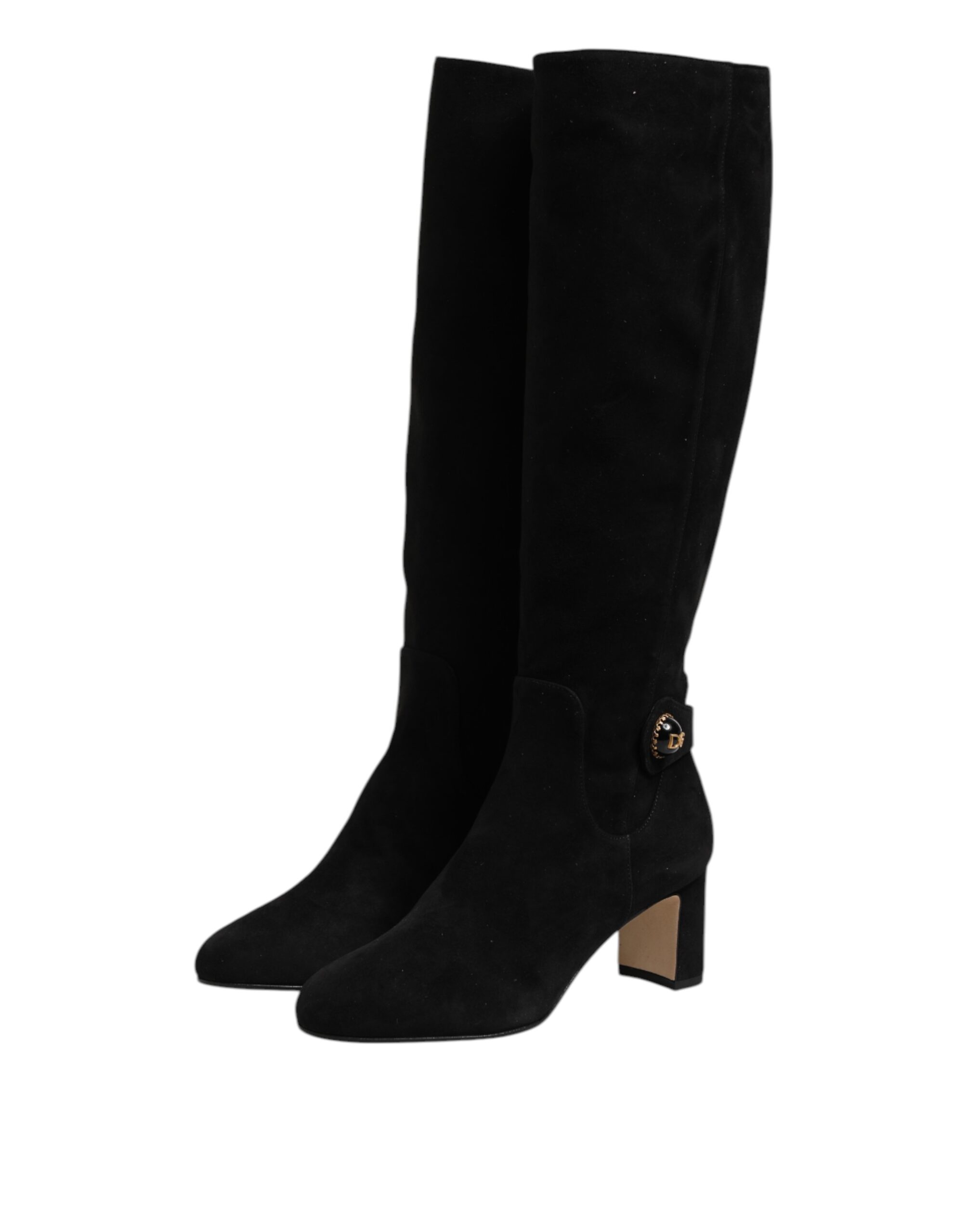 Dolce & Gabbana Black Suede Leather Knee High Boots Shoes - Image 4