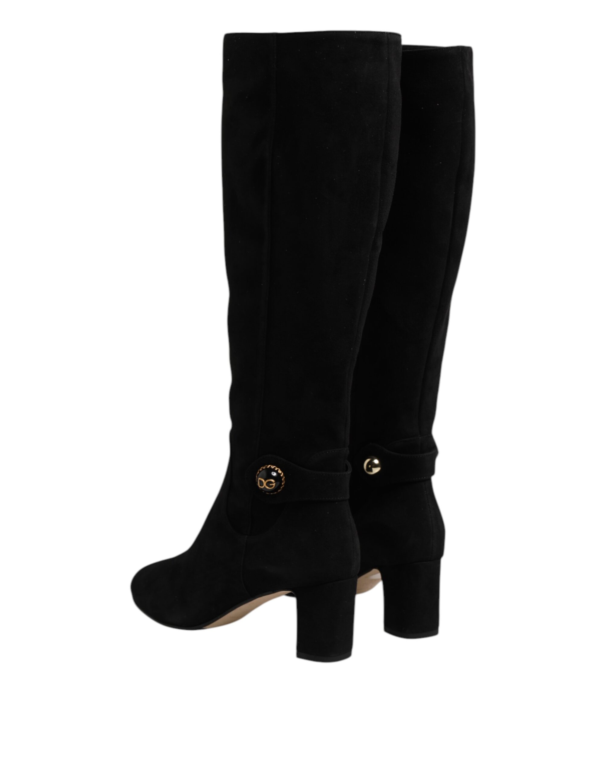 Dolce & Gabbana Black Suede Leather Knee High Boots Shoes - Image 5