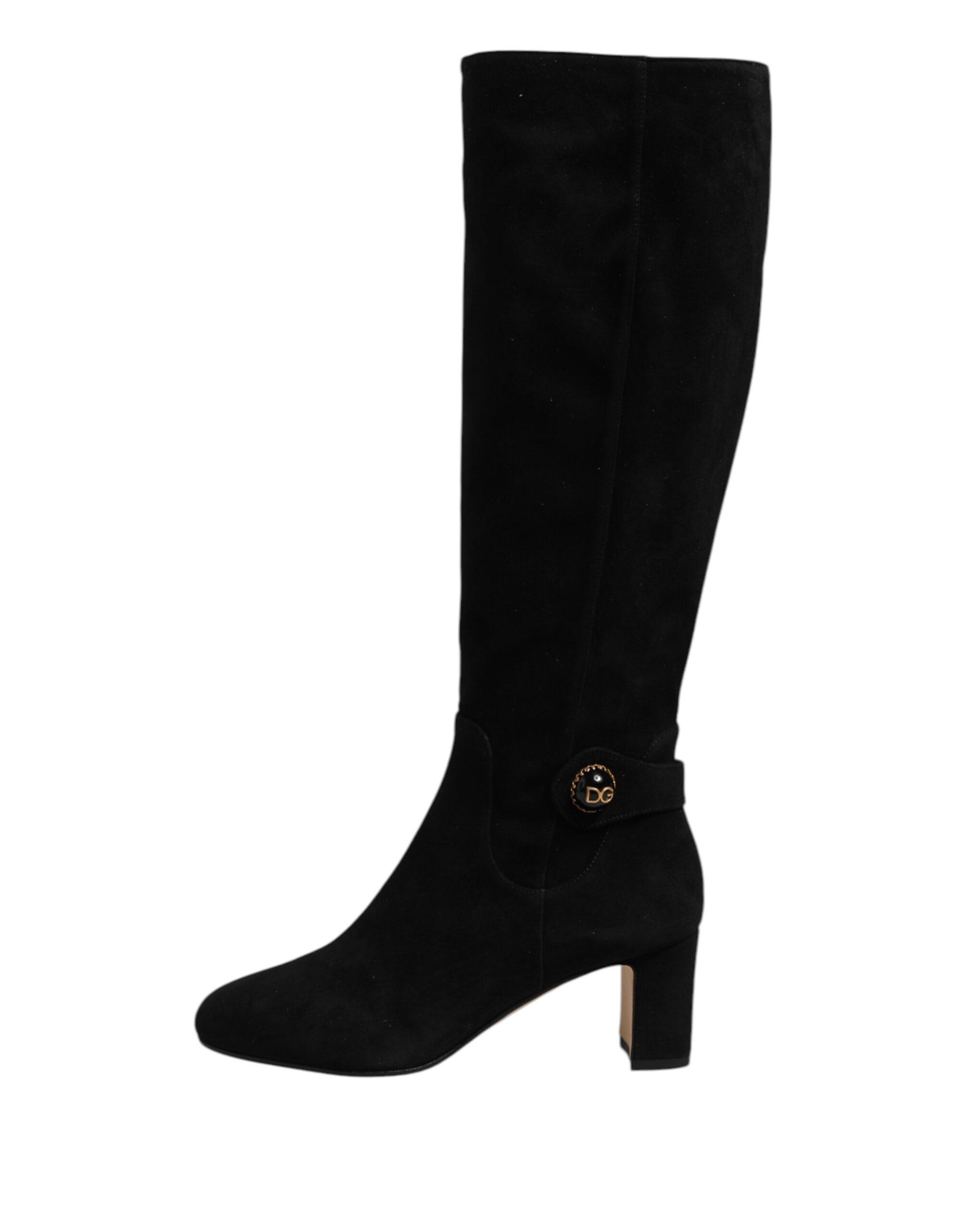 Dolce & Gabbana Black Suede Leather Knee High Boots Shoes - Image 6