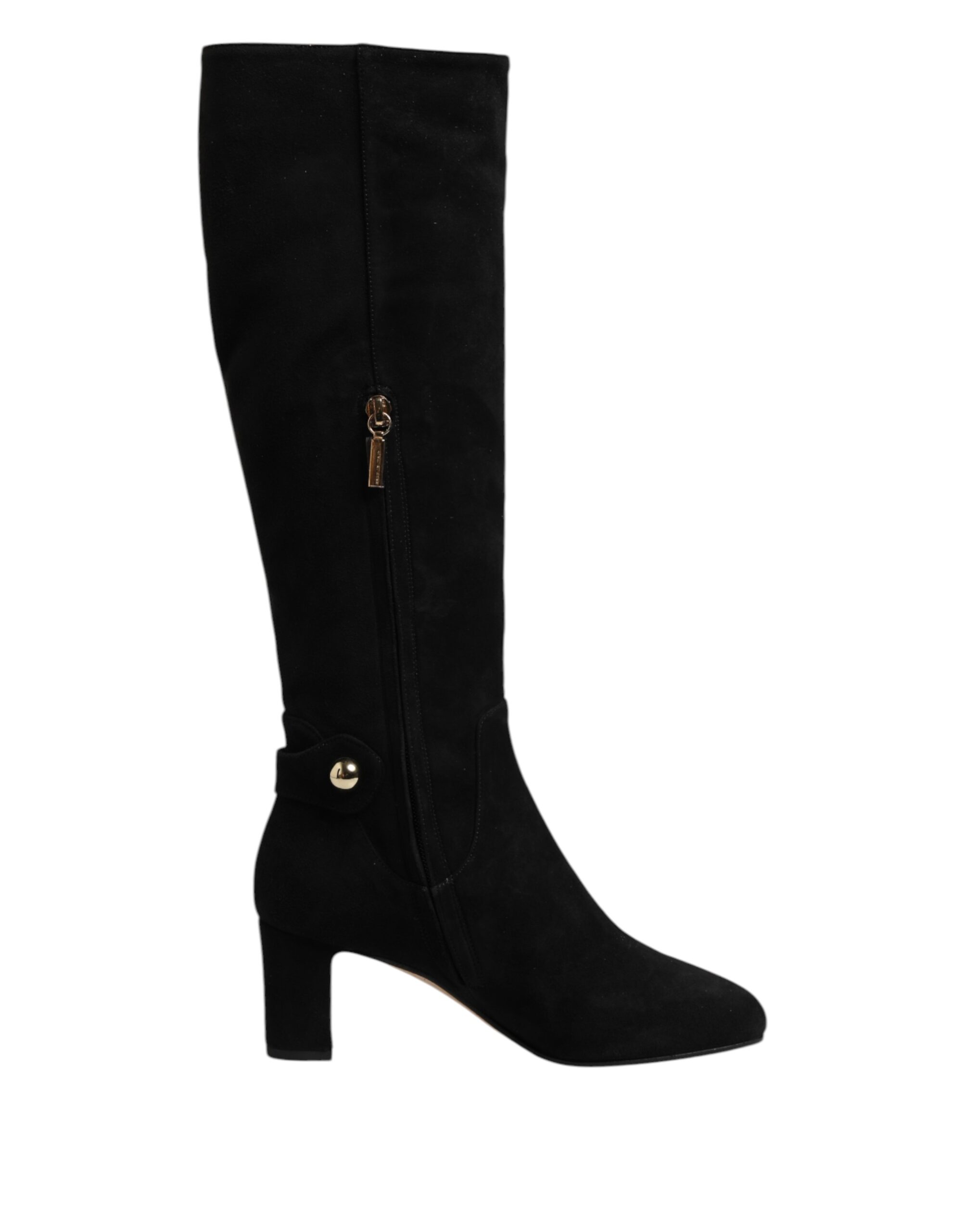 Dolce & Gabbana Black Suede Leather Knee High Boots Shoes - Image 7