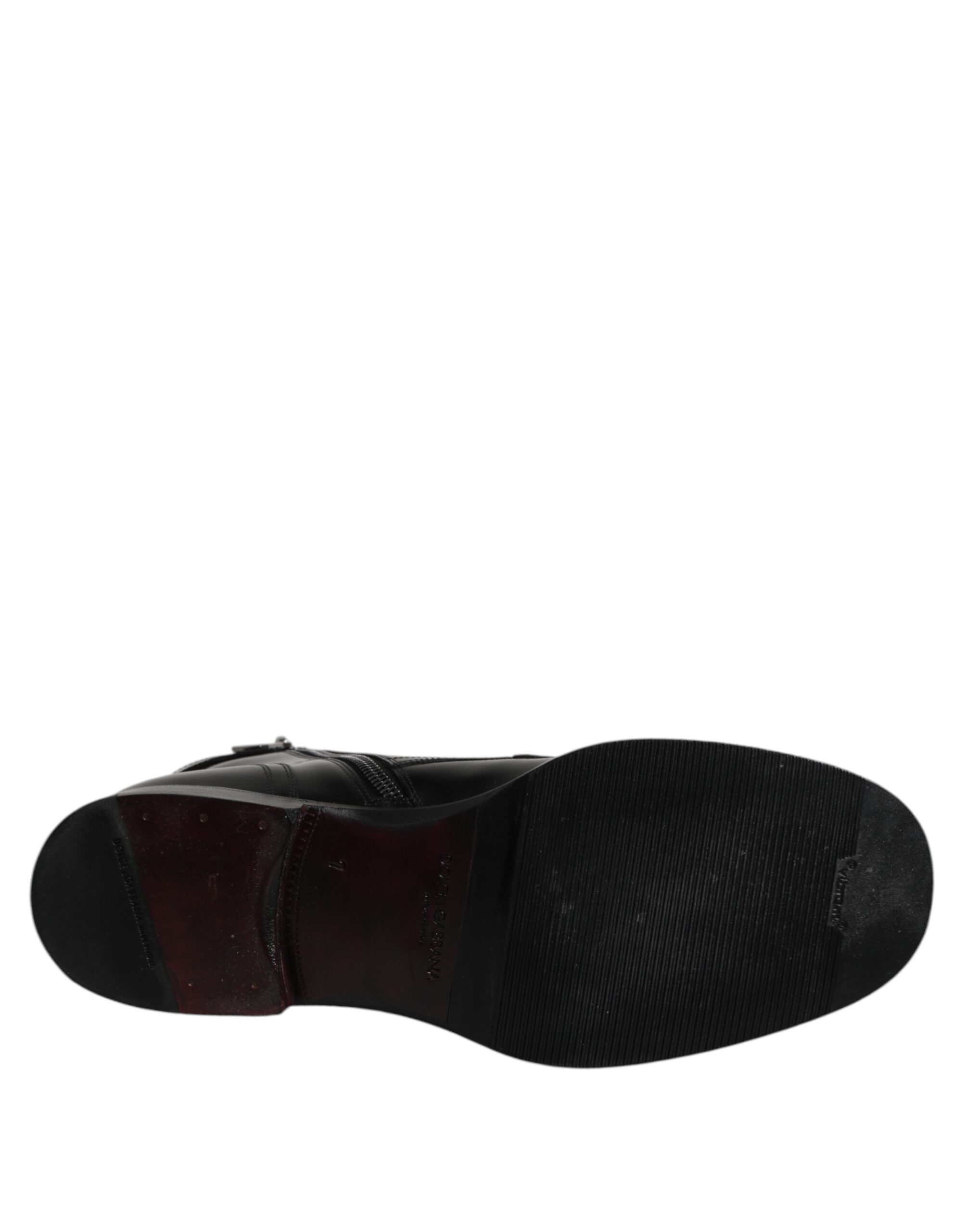 Dolce & Gabbana Black Leather Mid Calf Boots Lace Up Shoes - Image 8