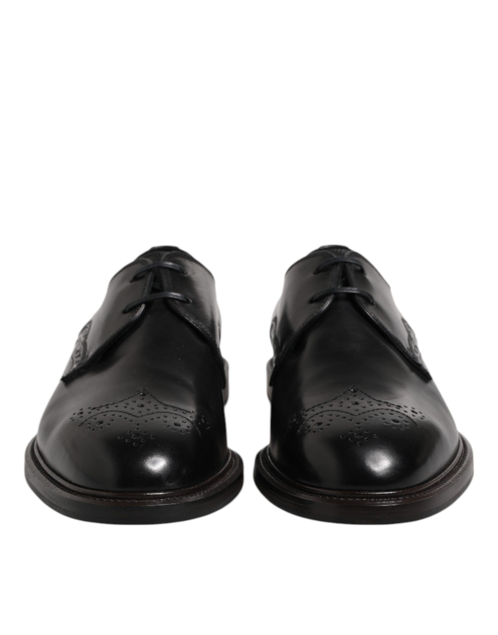 Dolce & Gabbana Black Leather Derby Wingtip Formal Shoes - Image 2
